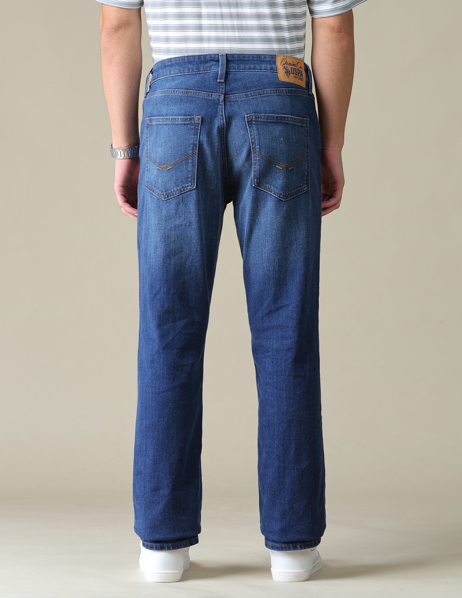 Harold Slim Straight Fit Blue Jeans Mid Blue - U.S. Polo Assn. India | Large