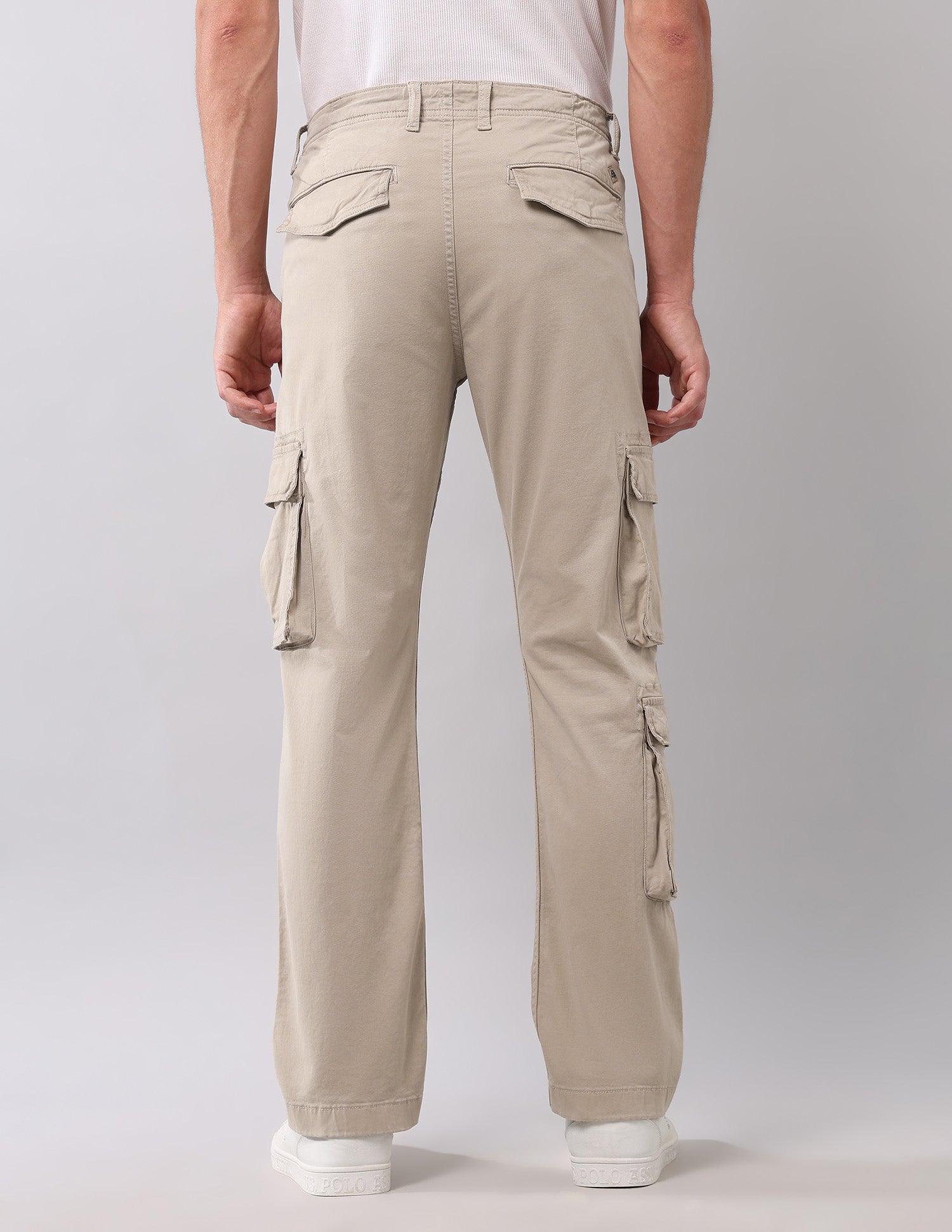 Solid Straight Fit Cargos Beige - U.S. Polo Assn. India | Large