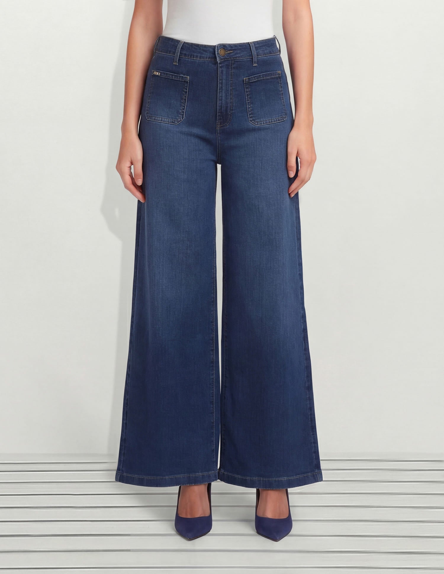High Rise Ultra Wide Leg Fit Jeans Blue - U.S. Polo Assn. India | Large