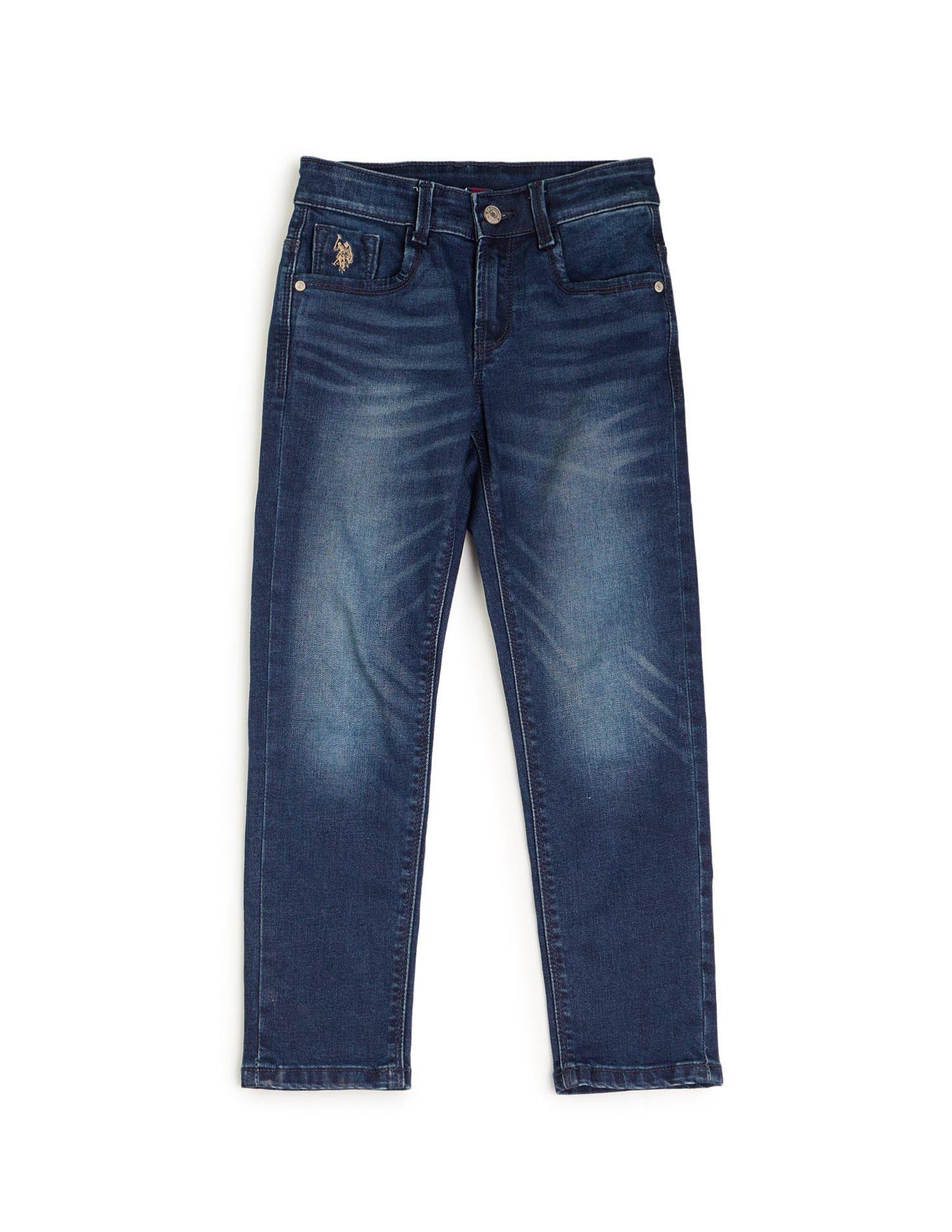 Boys Slim Fit Whiskered Jeans Dark Blue - U.S. POLO ASSN. | Large