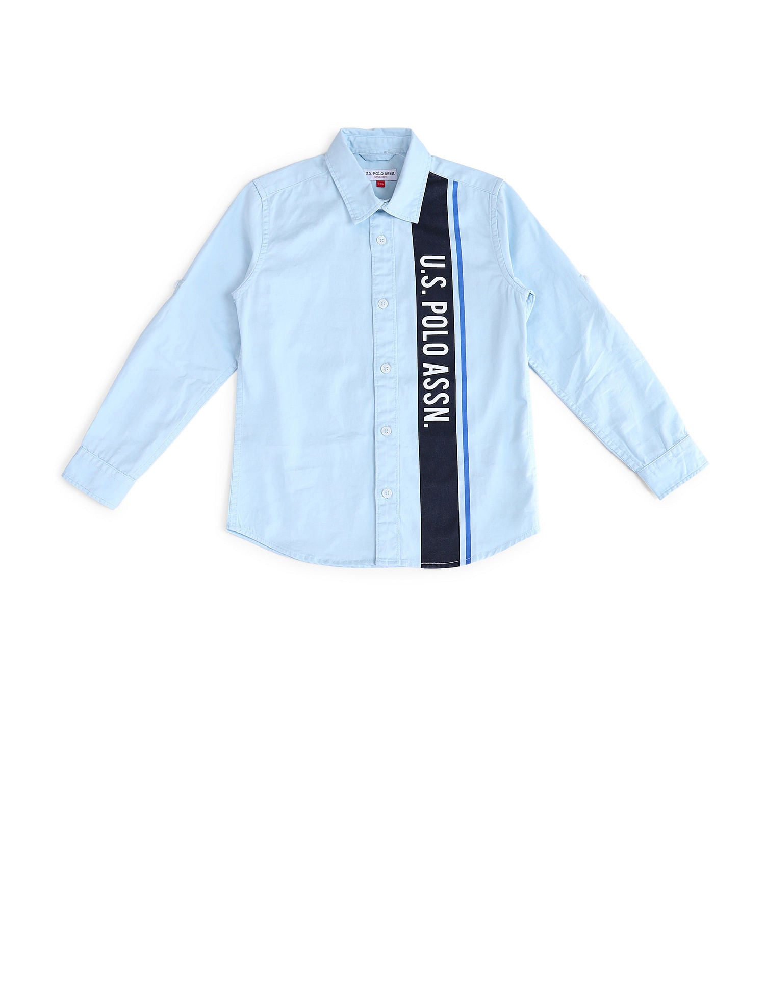 Boys Brand Printed Cotton Shirt Light Blue - U.S. POLO ASSN. | Large