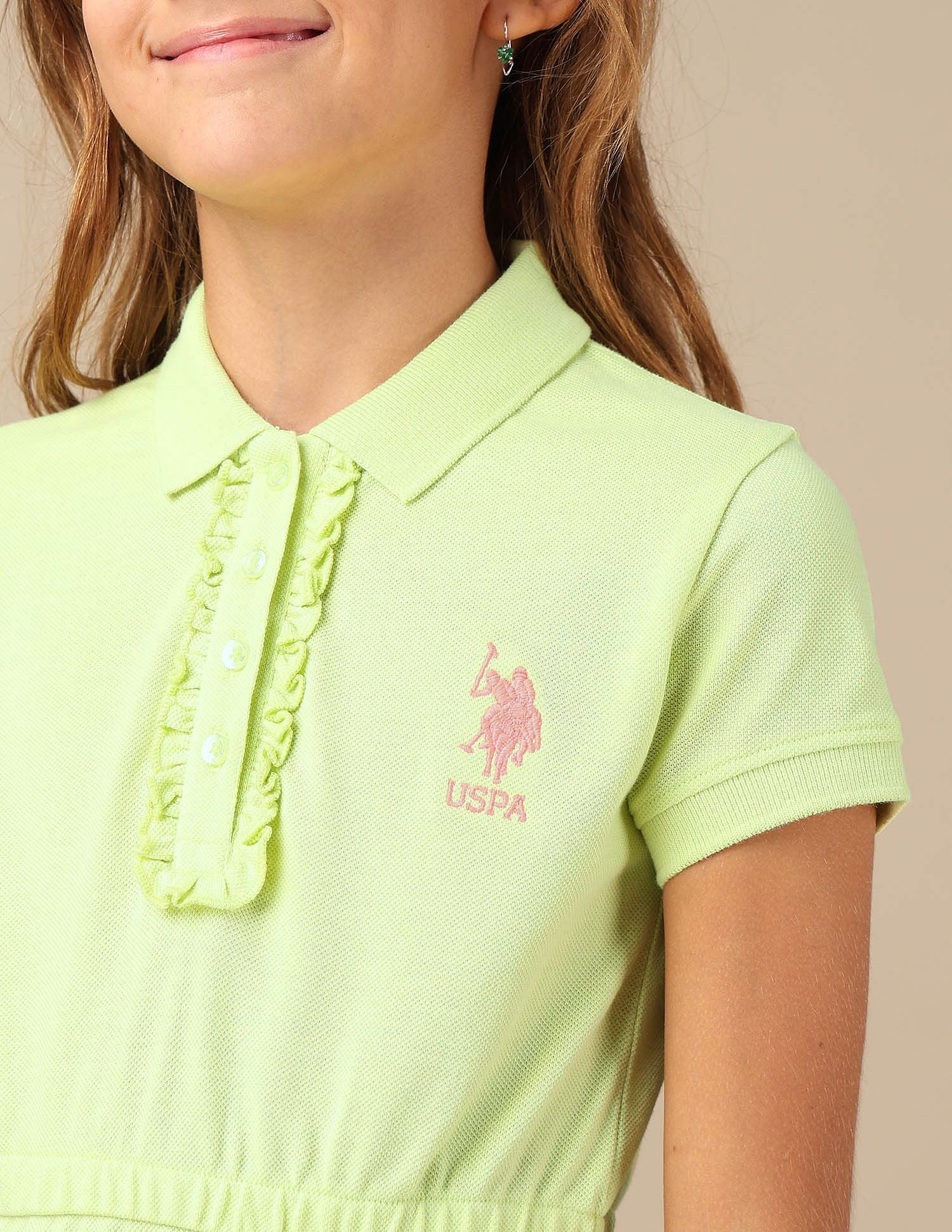 Girls Cinched Waist Polo Dress Yellow - U.S. POLO ASSN. | Large