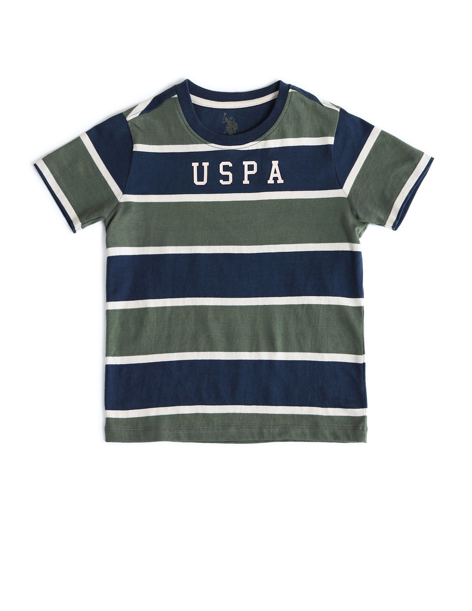 Boys Horizontal Striped Regular Fit T-Shirt Olive - U.S. POLO ASSN. | Large