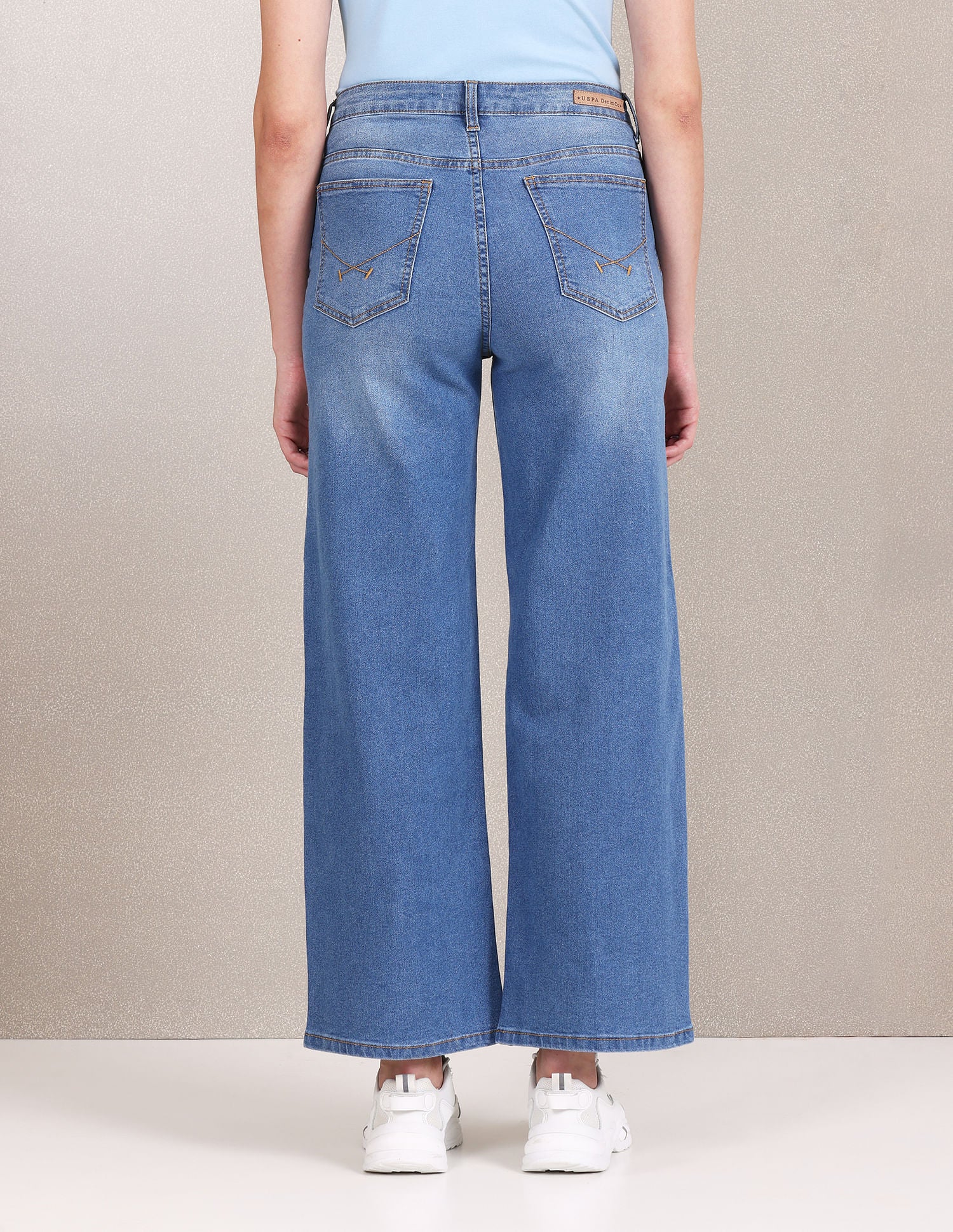 High Rise Wide Leg Jeans Blue - U.S. POLO ASSN. | Large