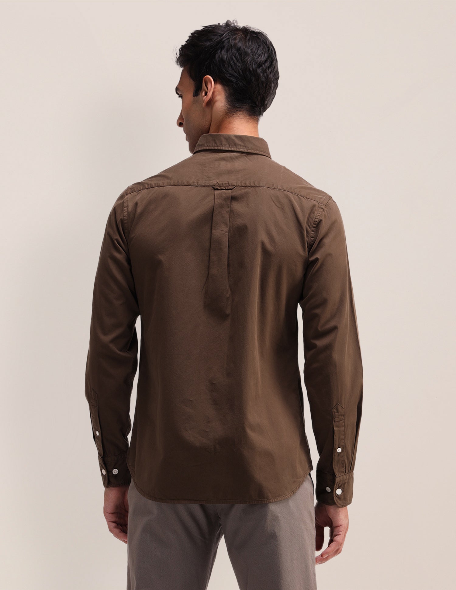 Solid Pattern Twill Shirt Brown - U.S. Polo Assn. India | Large