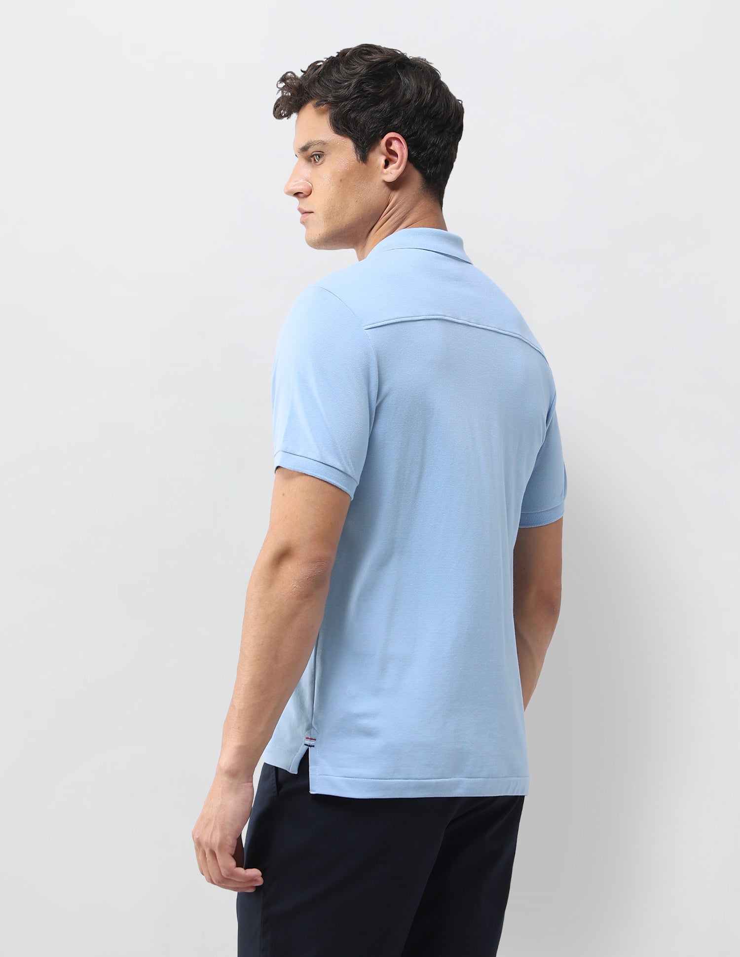 Solid Slim Fit Polo Shirt Light Blue - U.S. Polo Assn. India | Large