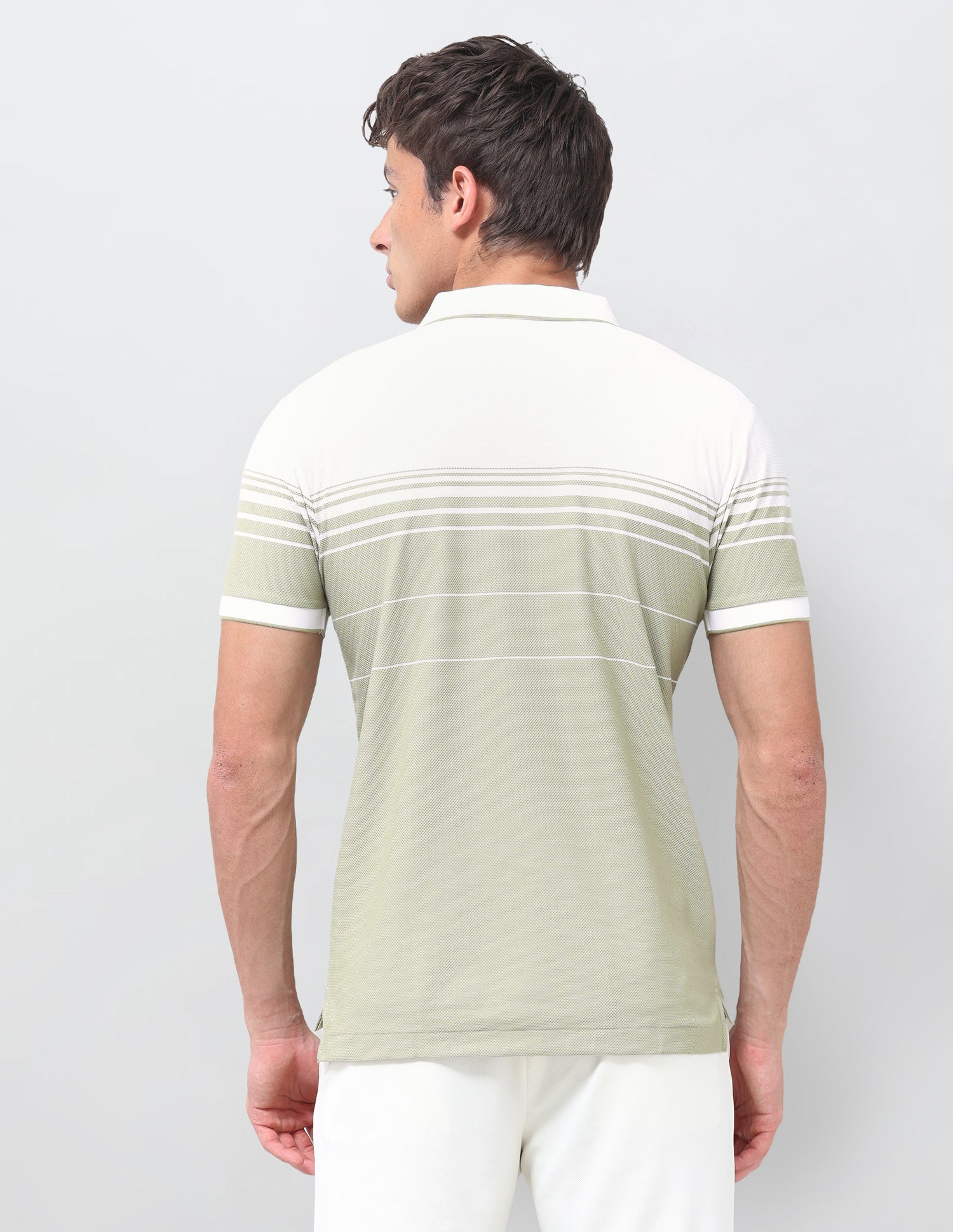 Horizontal Striped Slim Fit Polo Shirt Light Green - U.S. Polo Assn. India | Large