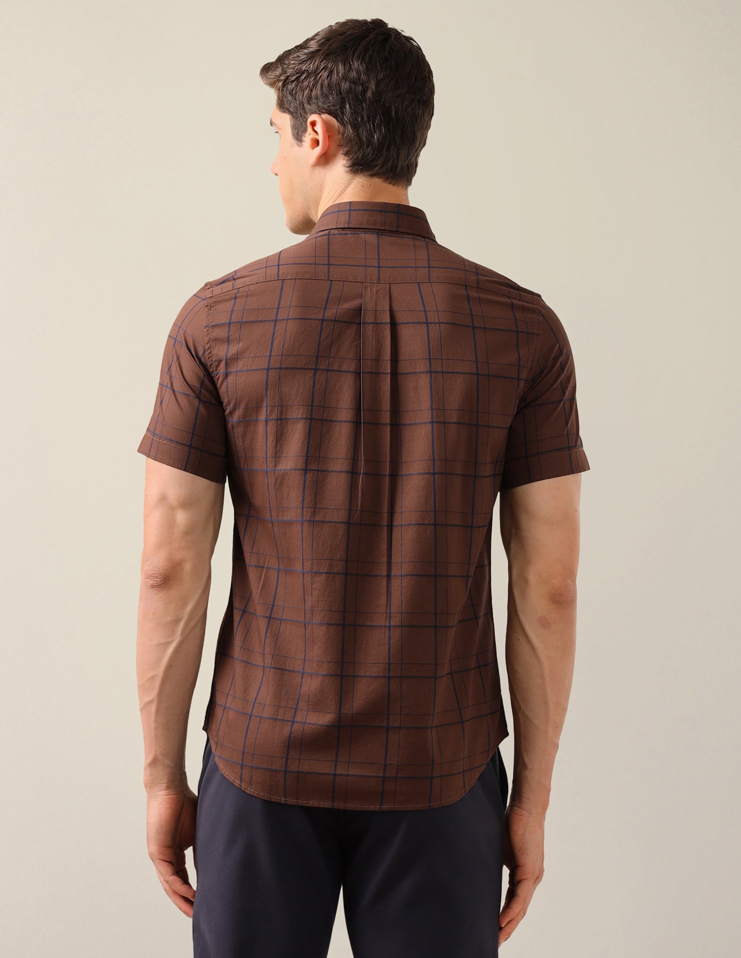 Grid Tattersall Checked Tailored Fit Shirt Brown - U.S. Polo Assn. India | Large