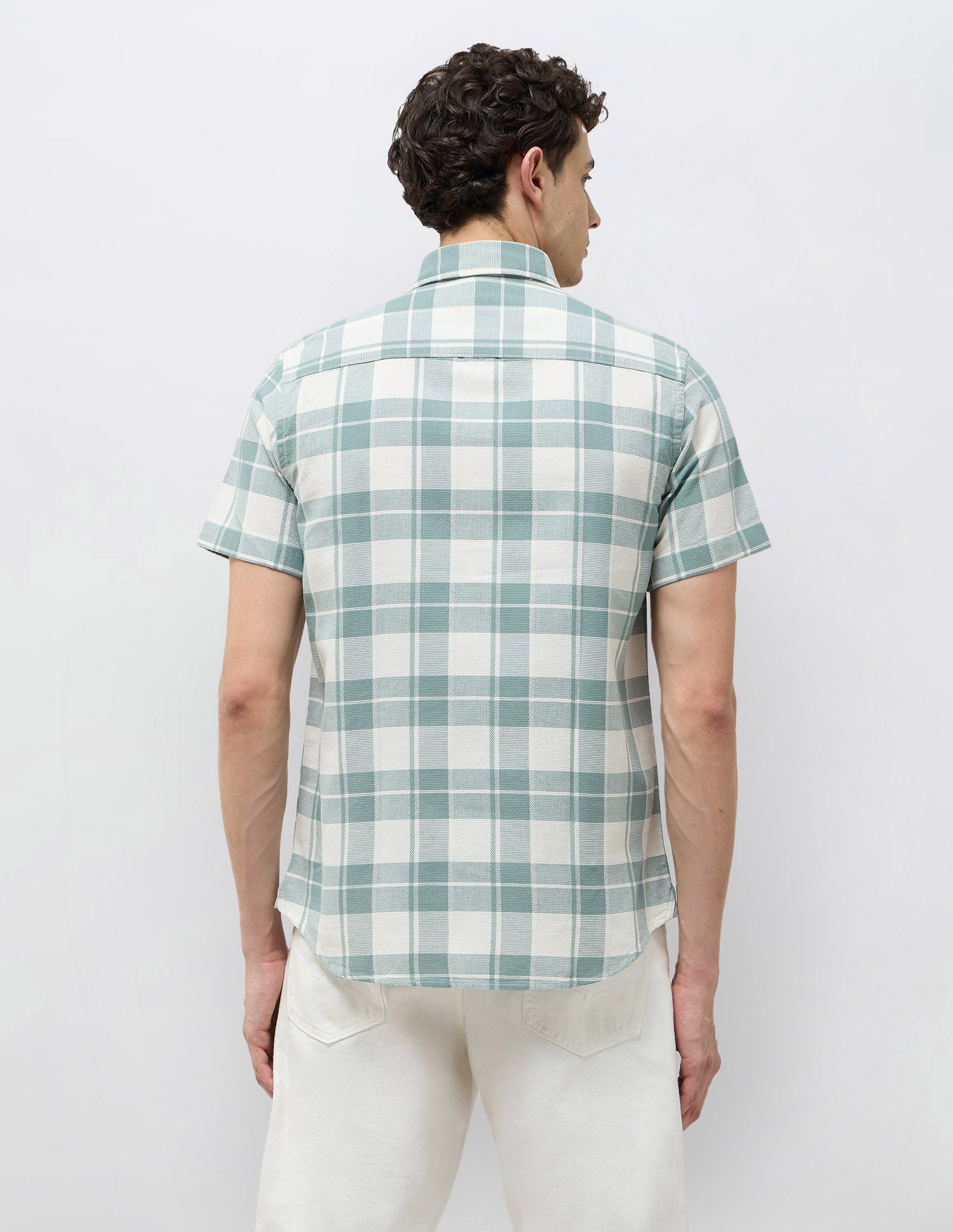 Textured With Tartan Checked Shirt Light Green - U.S. POLO ASSN. | Large