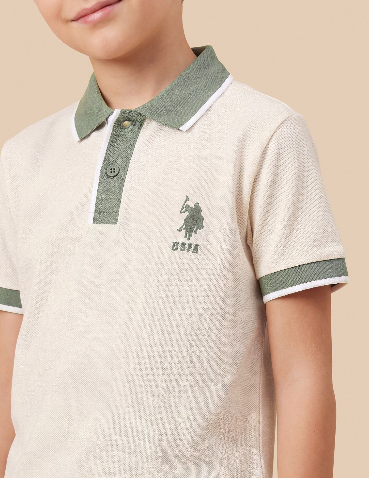 Solid Regular Fit Polo Shirt Off White - U.S. Polo Assn. India | Large