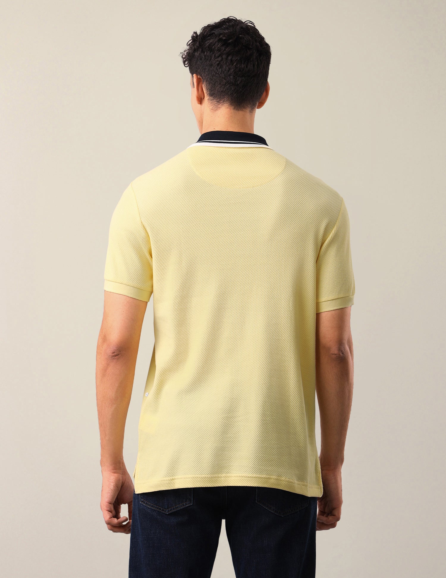 Textured Slim Fit Polo Shirt Yellow - U.S. Polo Assn. India | Large