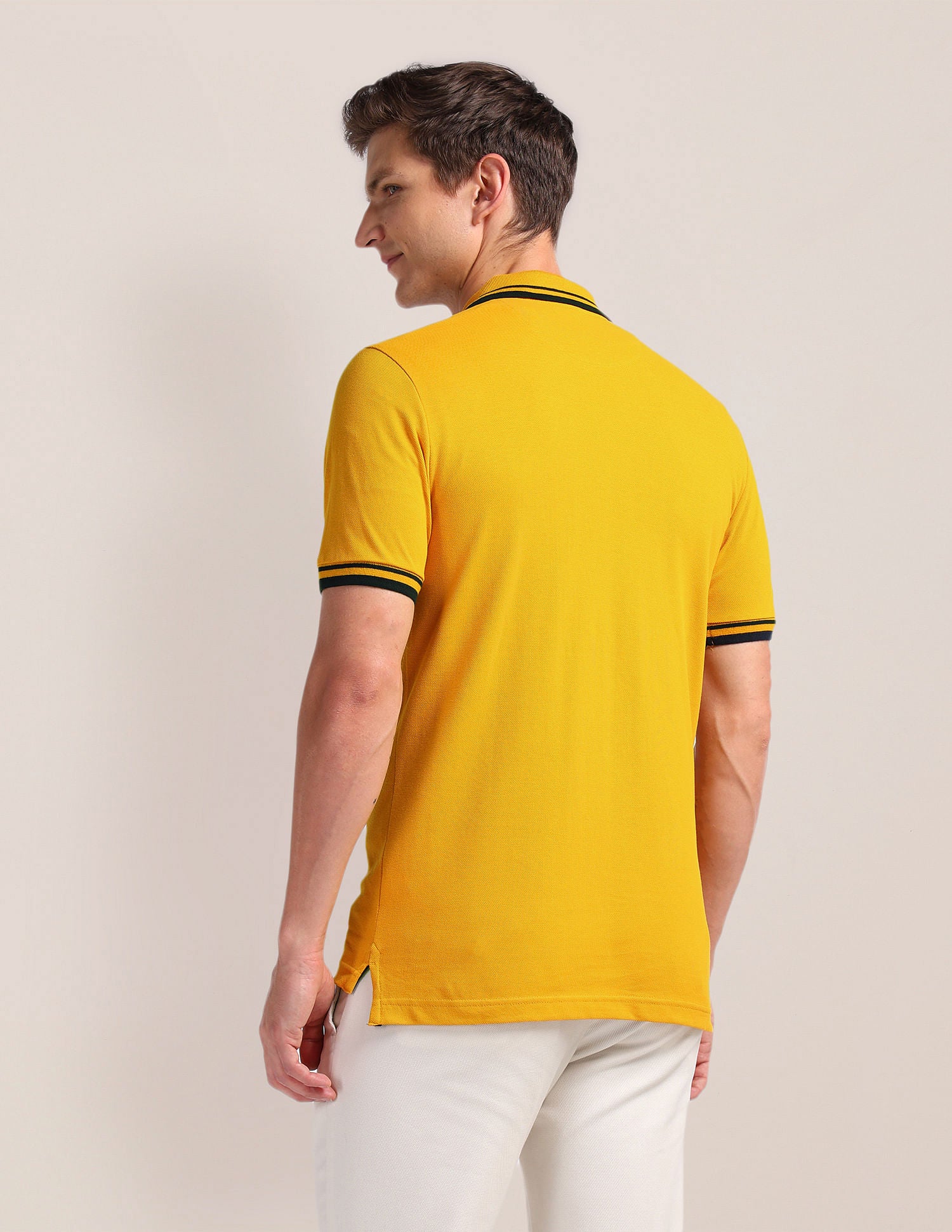 Solid Slim Fit Polo Shirt Mustard - U.S. Polo Assn. India | Large