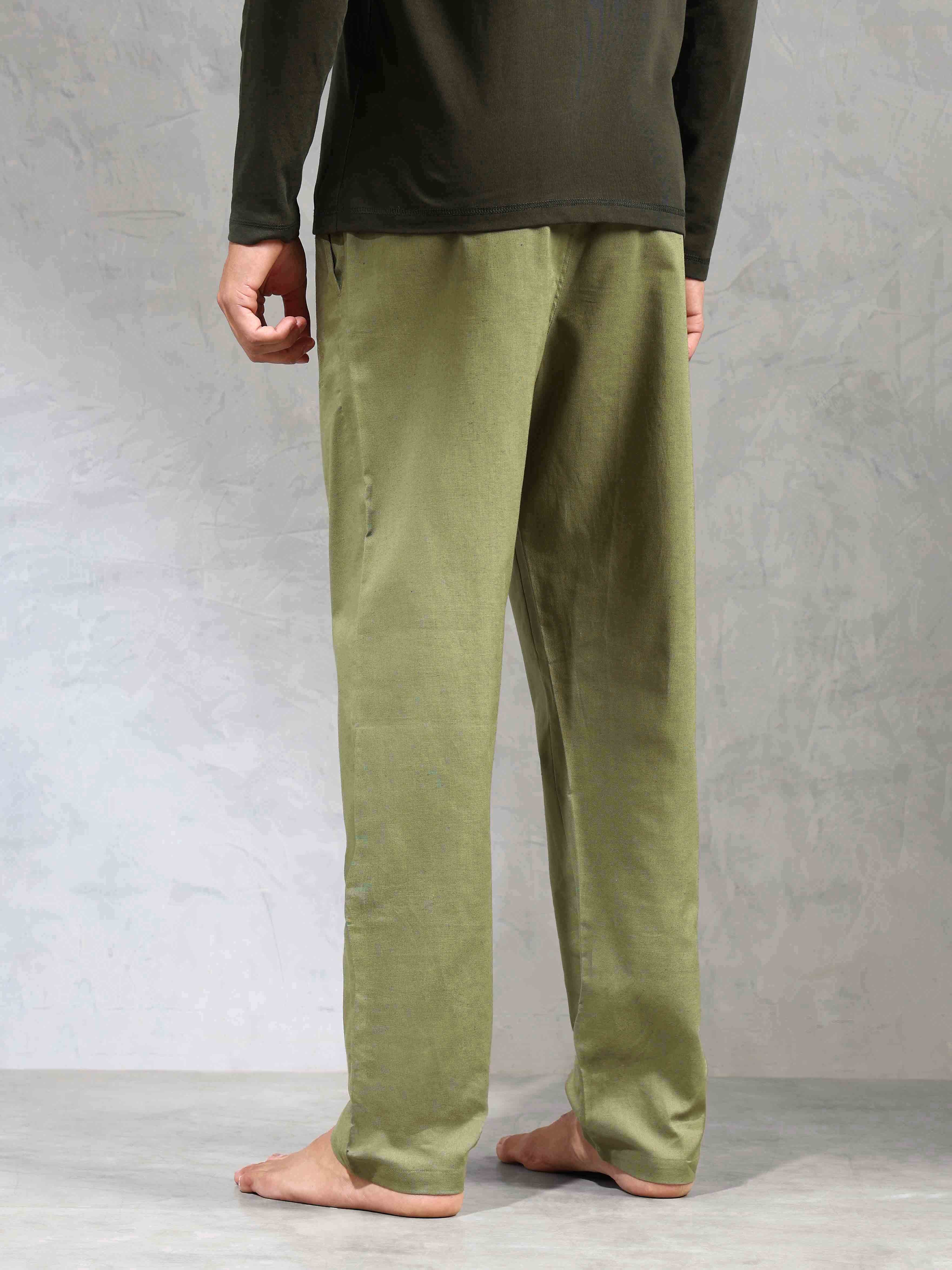 Relaxed Fit Cotton Linen OELP8 Lounge Pants - Pack Of 1 Sage - U.S. POLO ASSN. | Large