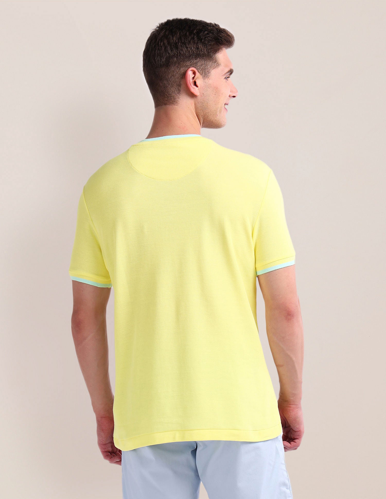 Solid Slim Fit T-Shirt Yellow - U.S. Polo Assn. India | Large