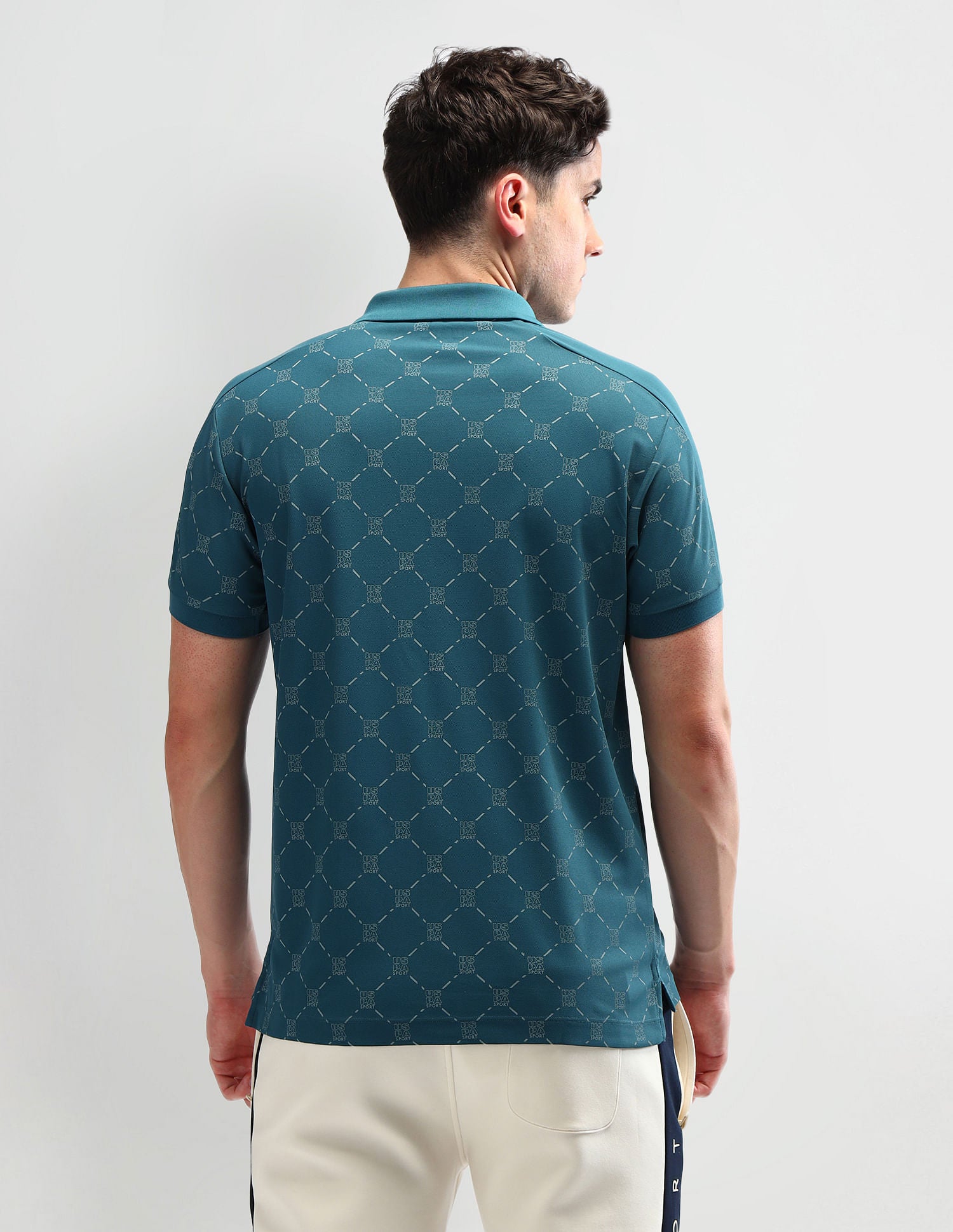 Slim Fit Printed Polo Shirt Teal - U.S. Polo Assn. India | Large