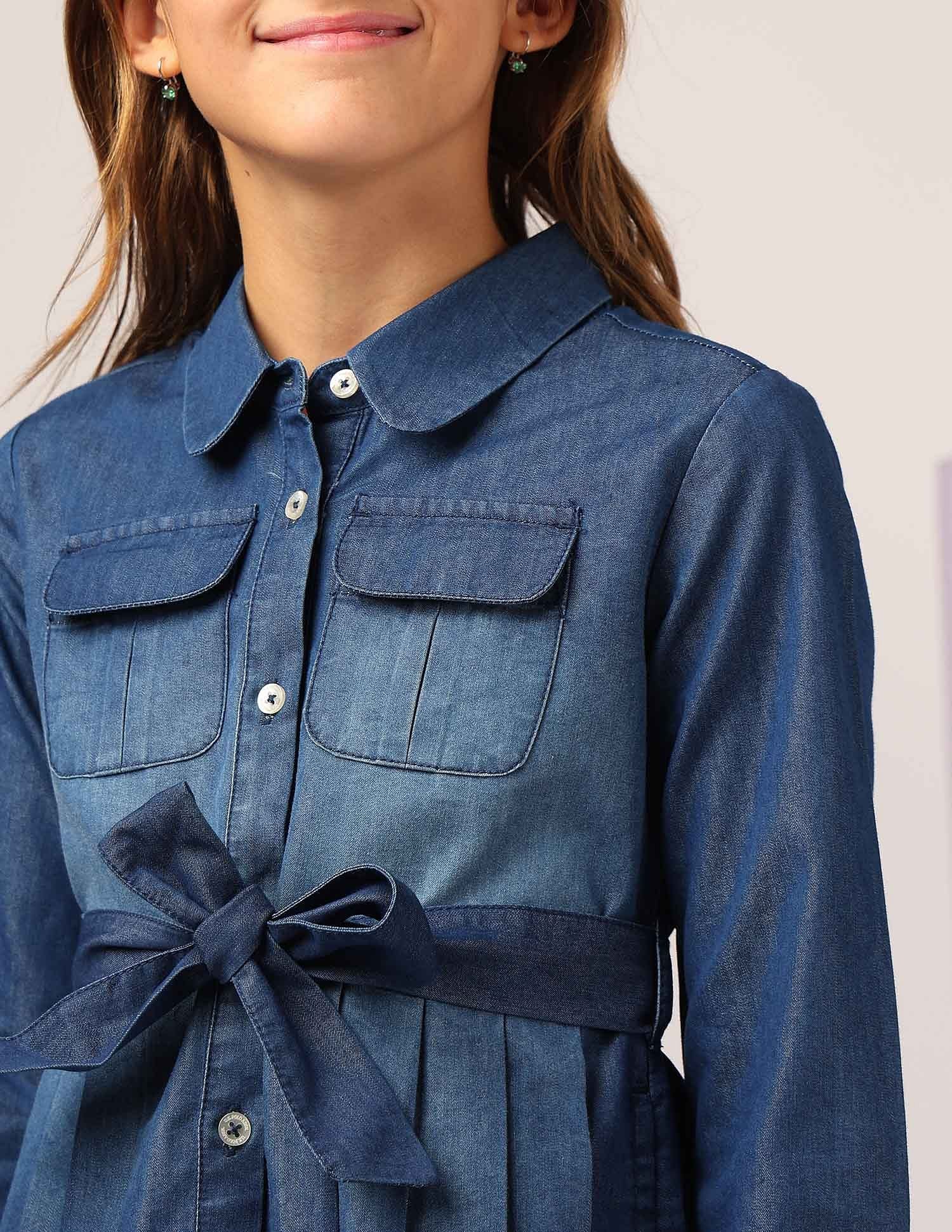 Girls Pleated Polo Skater Dress Indigo - U.S. POLO ASSN. | Large