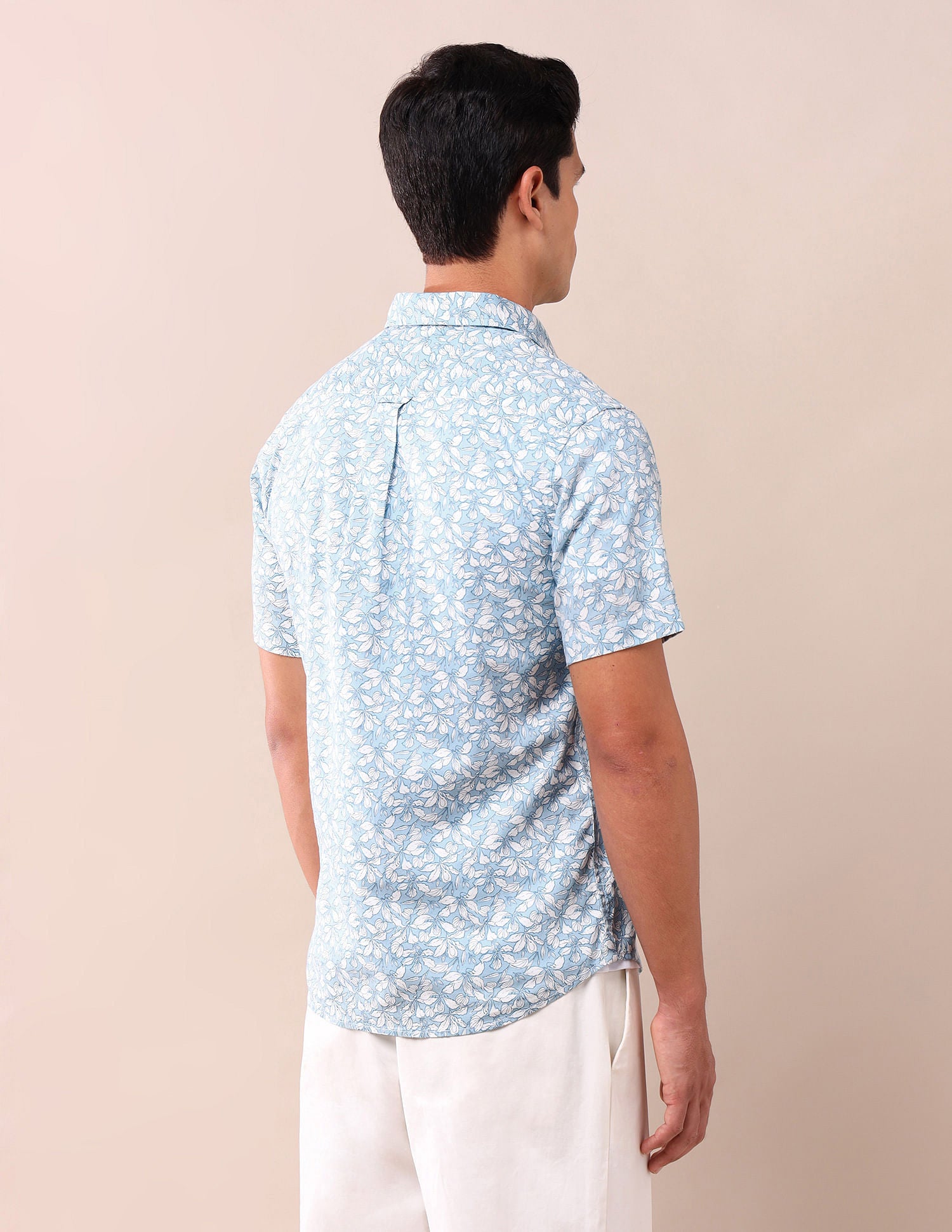 Tailored Fit Printed Shirt Light Blue - U.S. Polo Assn. India | Large