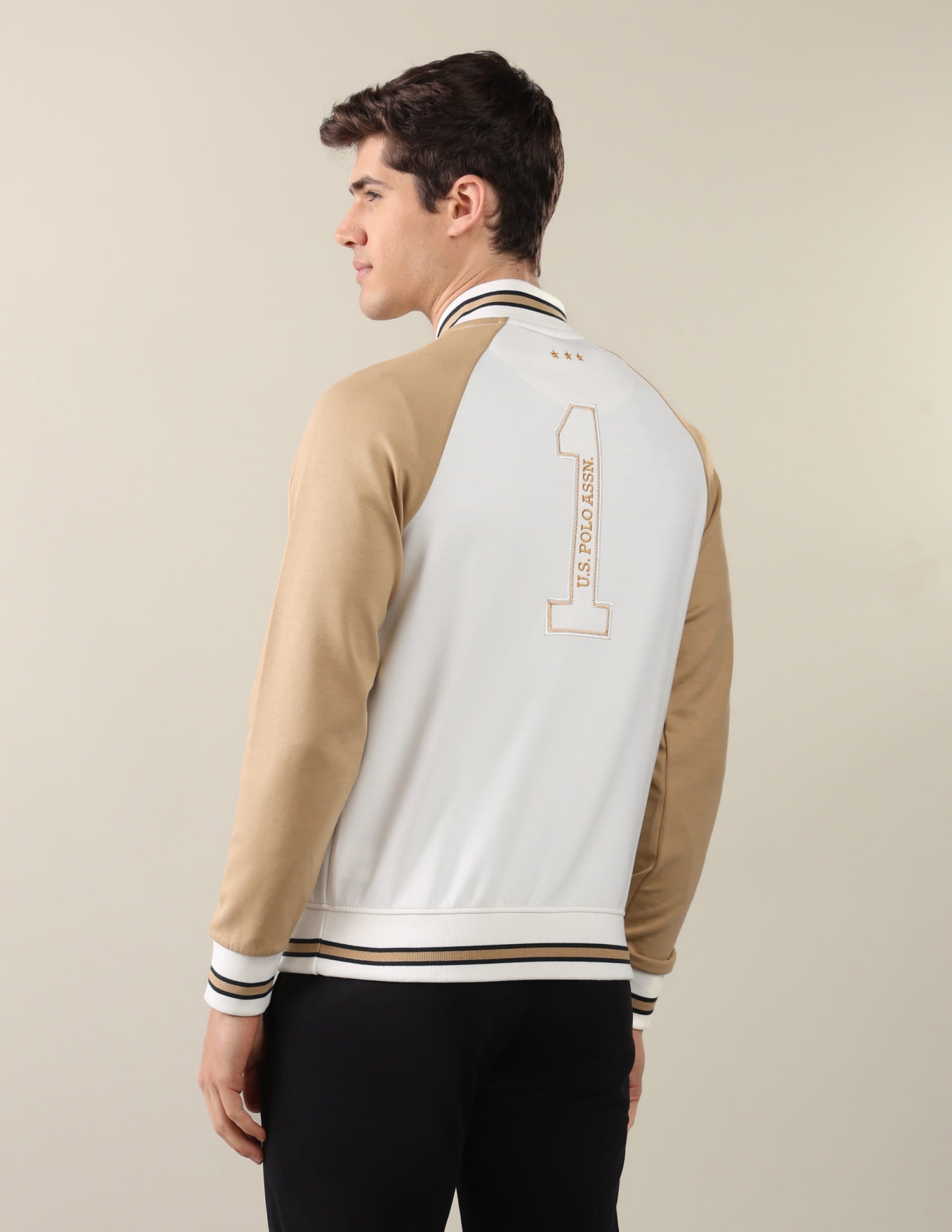 Colour Blocked Regular Fit Sweatshirt White - U.S. Polo Assn. India | Large