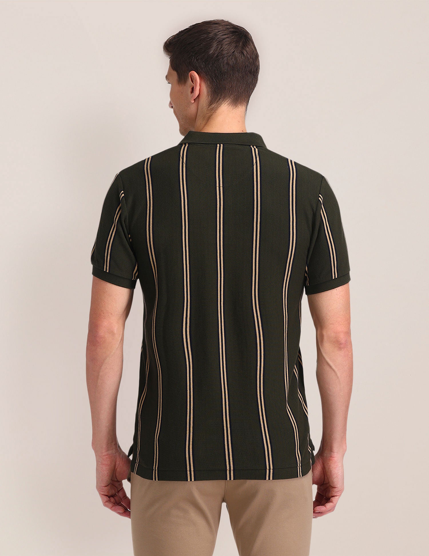 Vertical Striped Slim Polo Shirt Olive - U.S. POLO ASSN. | Large
