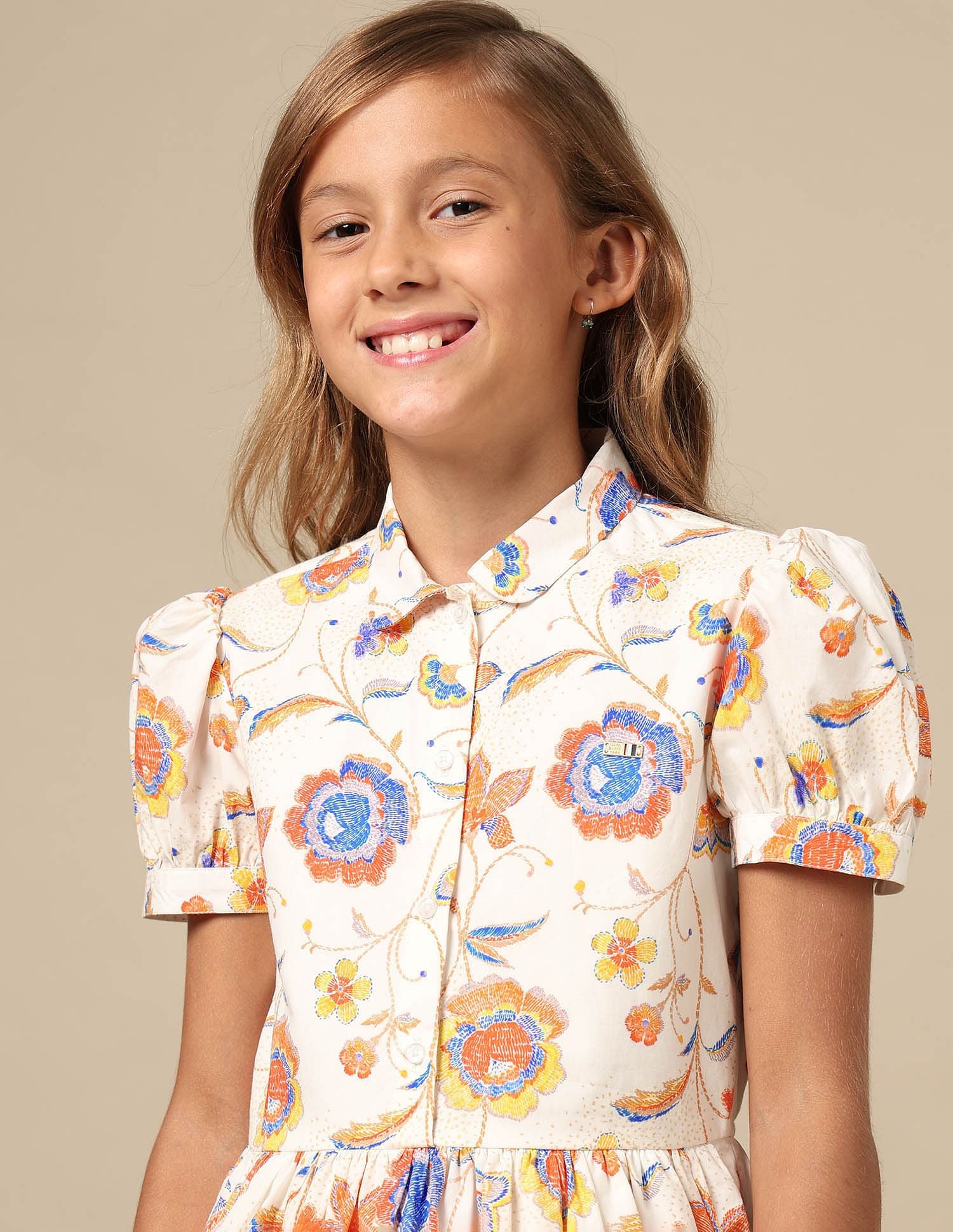 Girls Flare Printed Shirt Dress Multi Melange - U.S. POLO ASSN. | Large