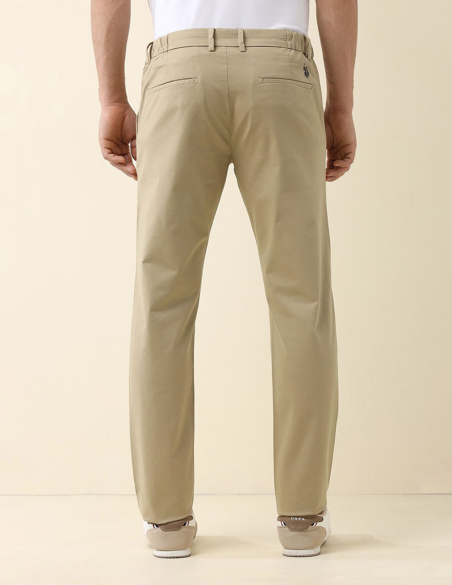 Super slim Fit Solid Chinos Khaki - U.S. Polo Assn. India | Large