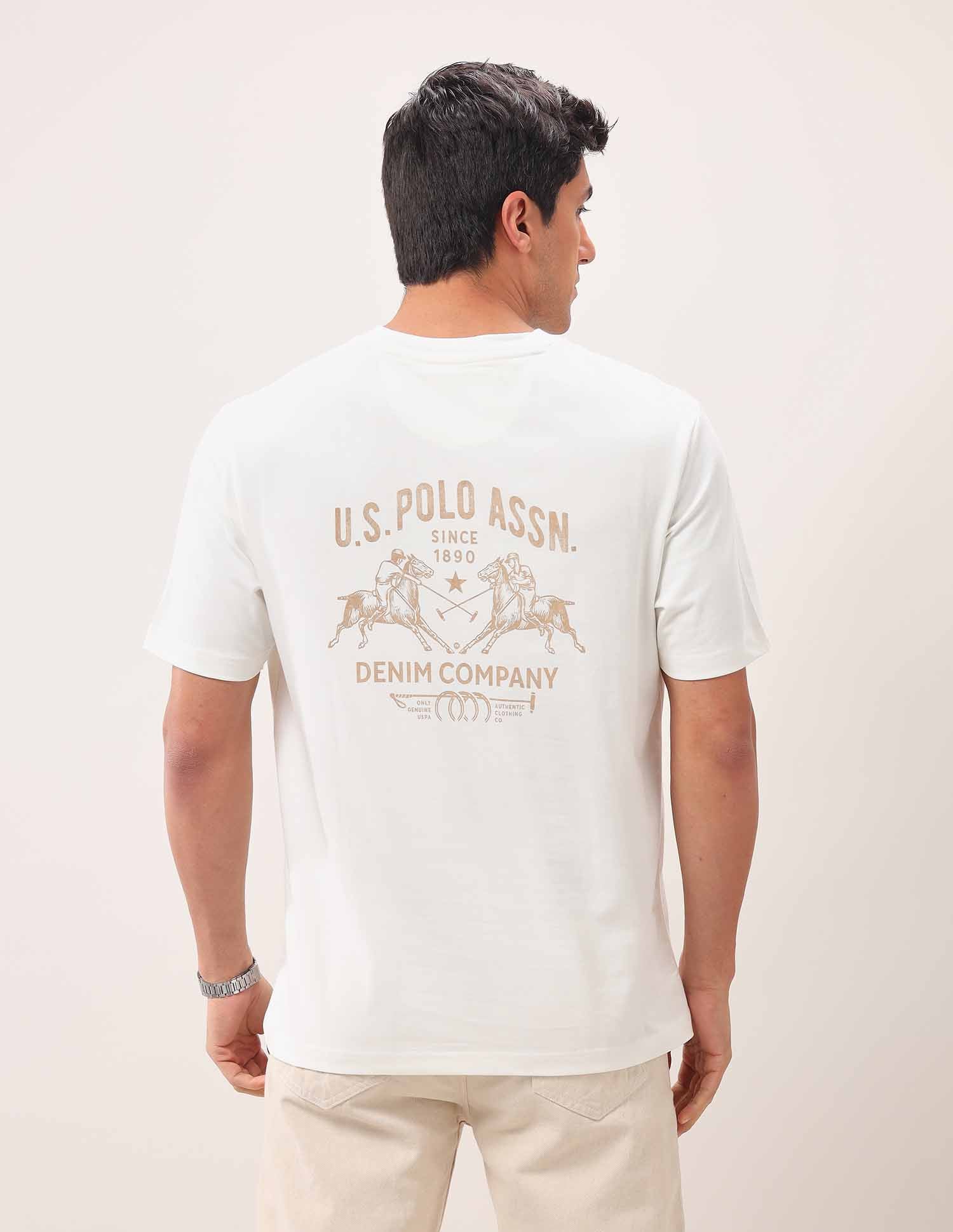 Brand Printed Oversized Fit T-Shirt Ivory - U.S. Polo Assn. India | Large