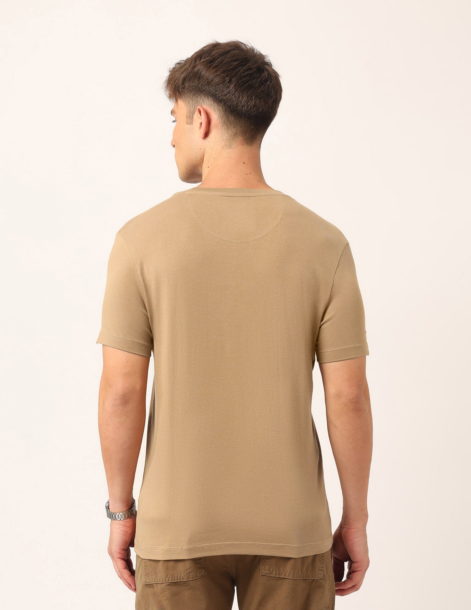 Brand Printed Muscle Fit T-Shirt Medium Khaki - U.S. Polo Assn. India | Large