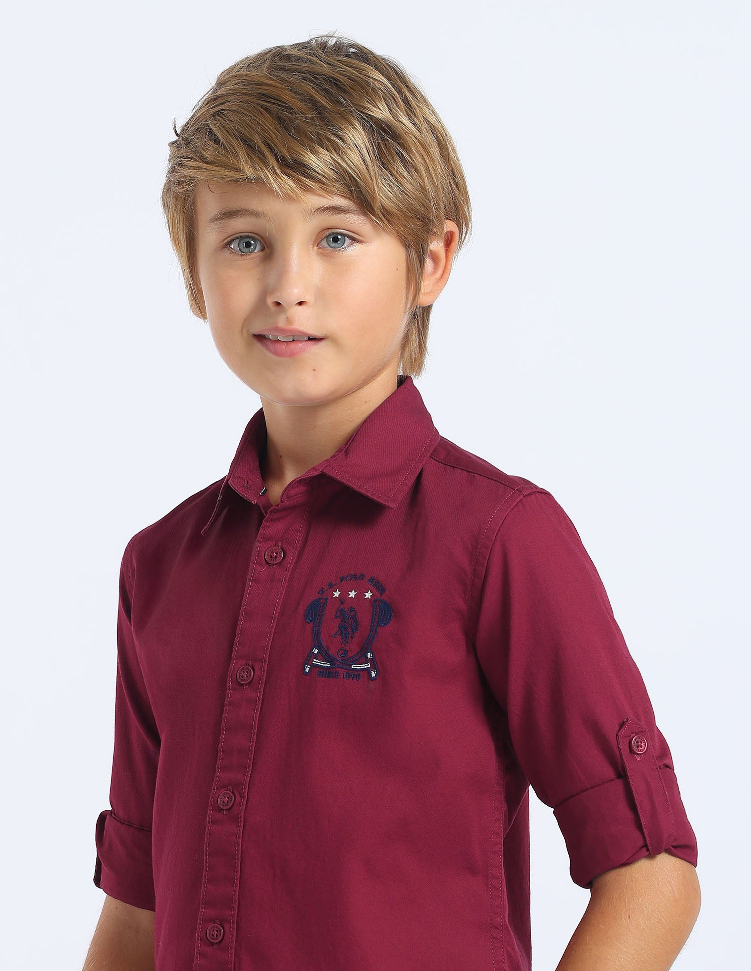 Boys Solid Regular Fit Shirt Red - U.S. POLO ASSN. | Large