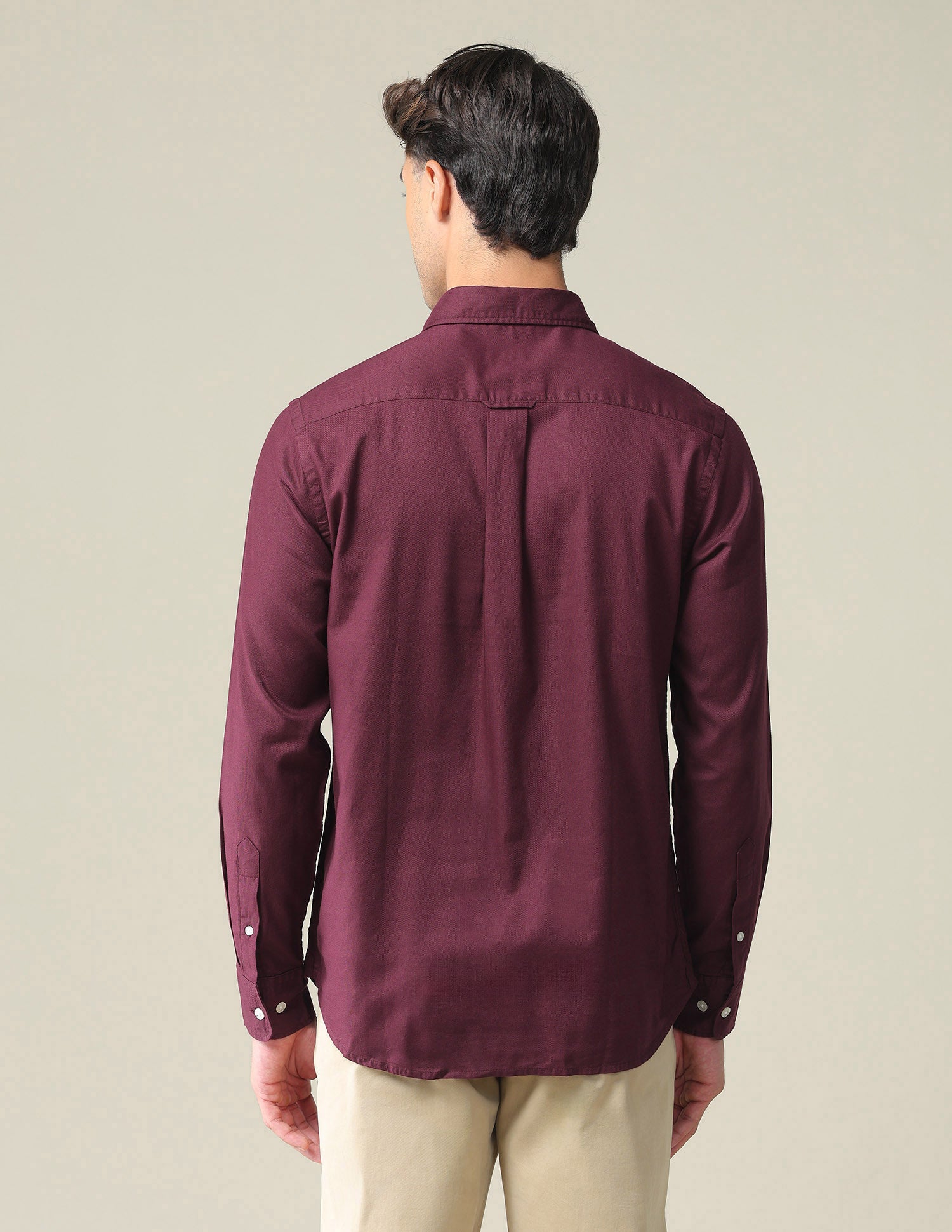 Button Down Collar Cotton Shirt Maroon - U.S. POLO ASSN. | Large