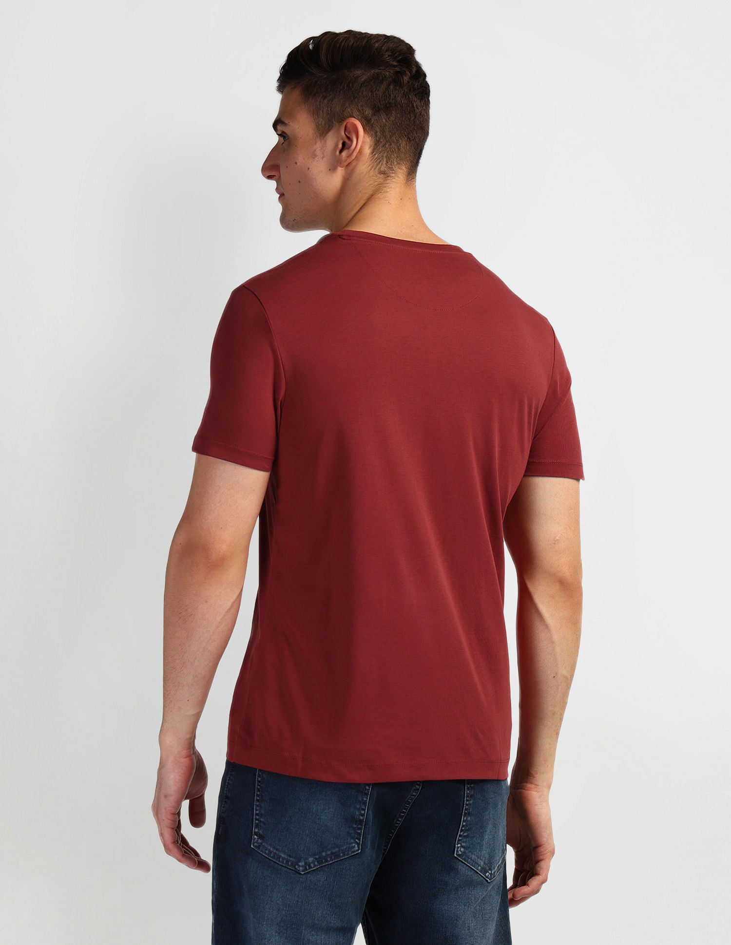 Graphic Print Crew Neck T-Shirt Maroon - U.S. POLO ASSN. | Large