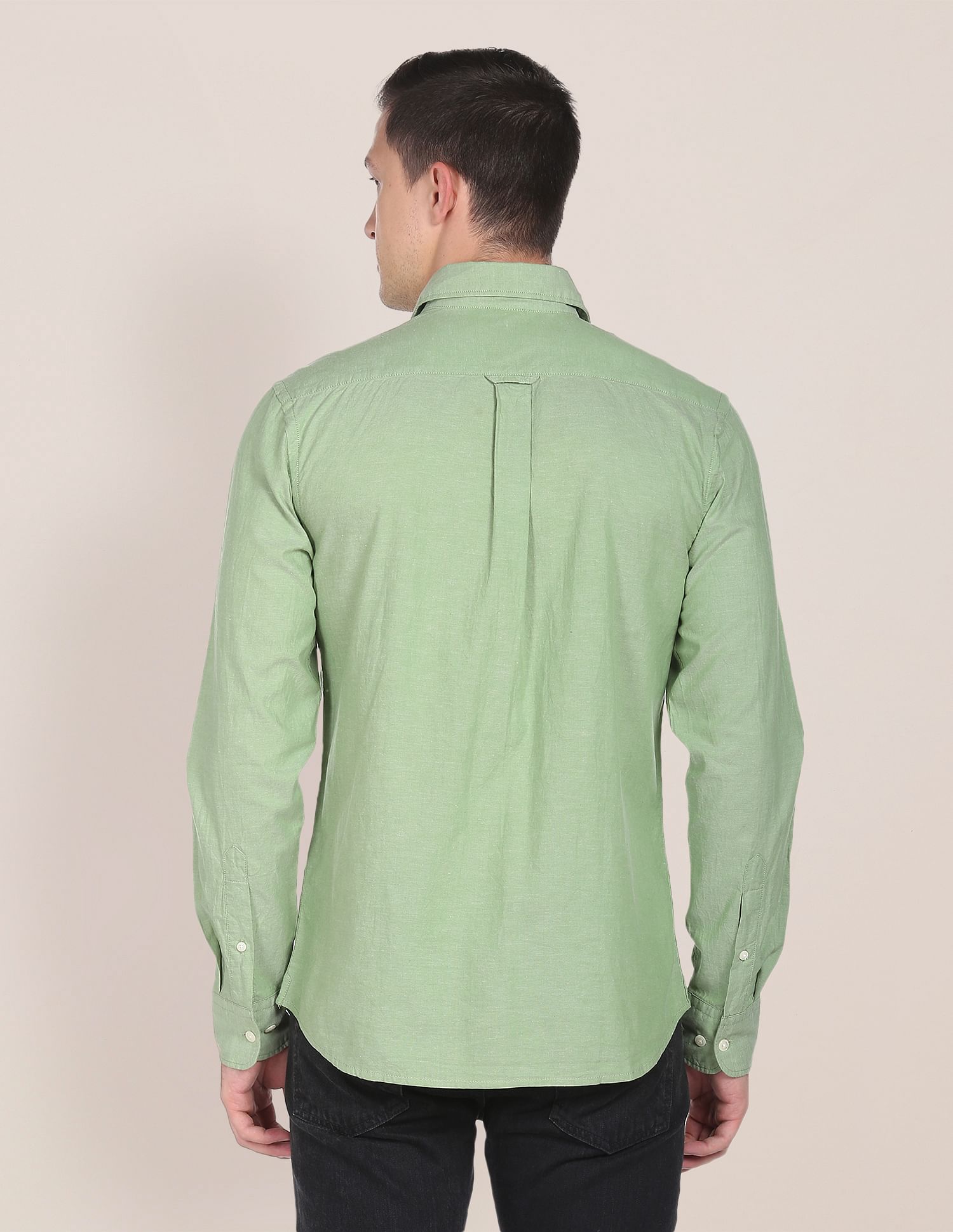 Tailored Regular Fit Solid Casual Shirt Green - U.S. POLO ASSN. | Large
