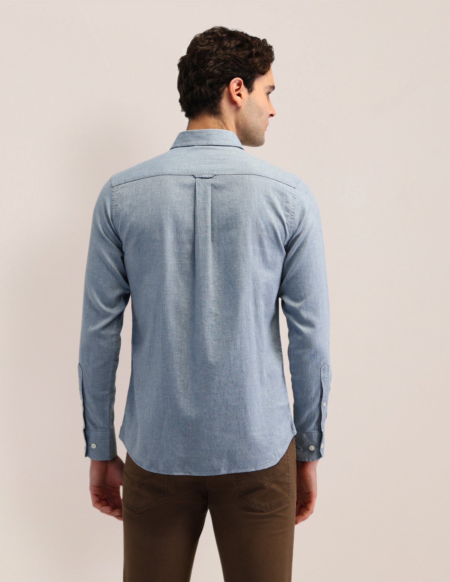 Solid Cotton Shirt Blue - U.S. POLO ASSN. | Large