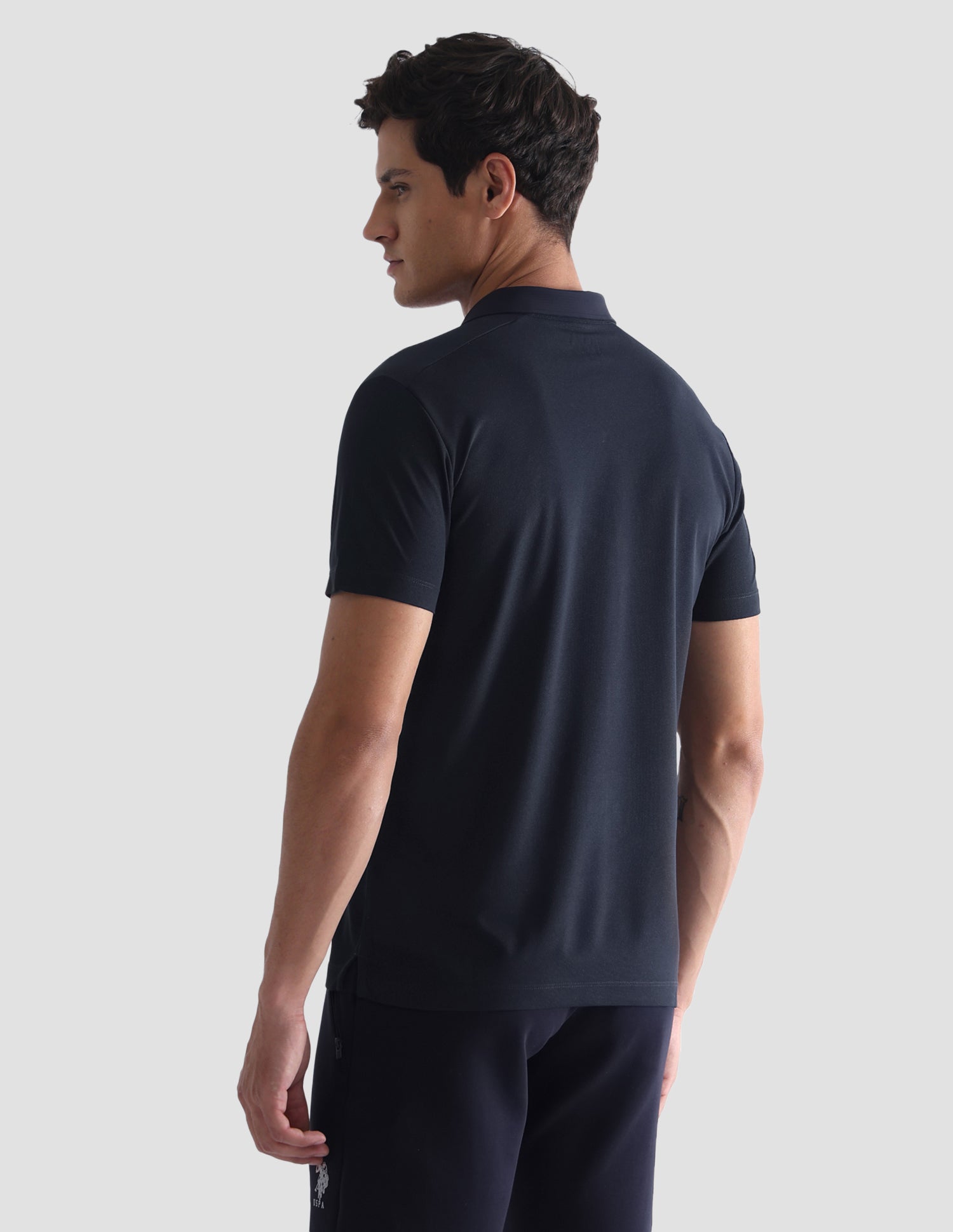 Solid Slim Fit Active Polo Shirt Navy - U.S. Polo Assn. India | Large