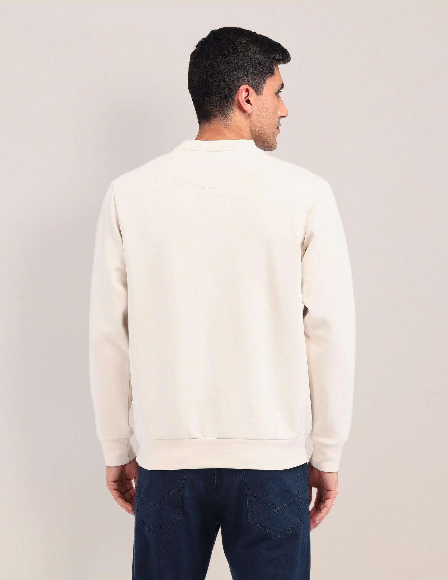 Solid Regular Fit Sweatshirt Beige - U.S. Polo Assn. India | Large