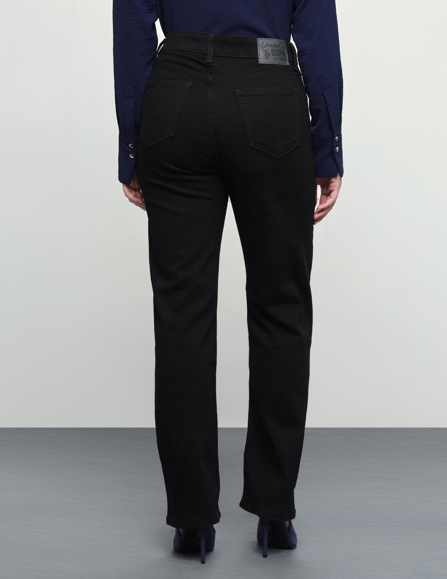High Rise Straight Fit Jeans Jet Black - U.S. Polo Assn. India | Large