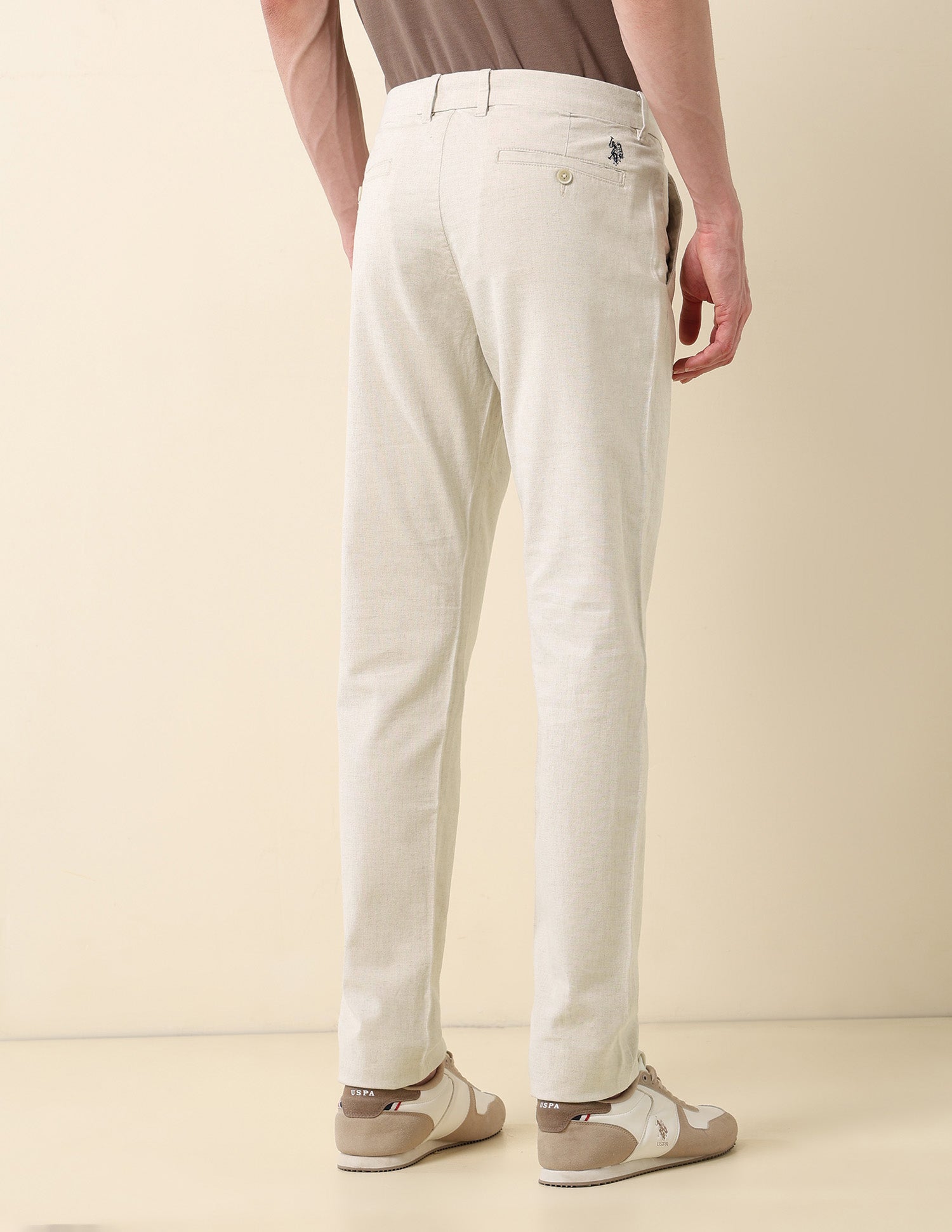 Austin Slim Fit Satin Trousers Grey - U.S. Polo Assn. India | Large
