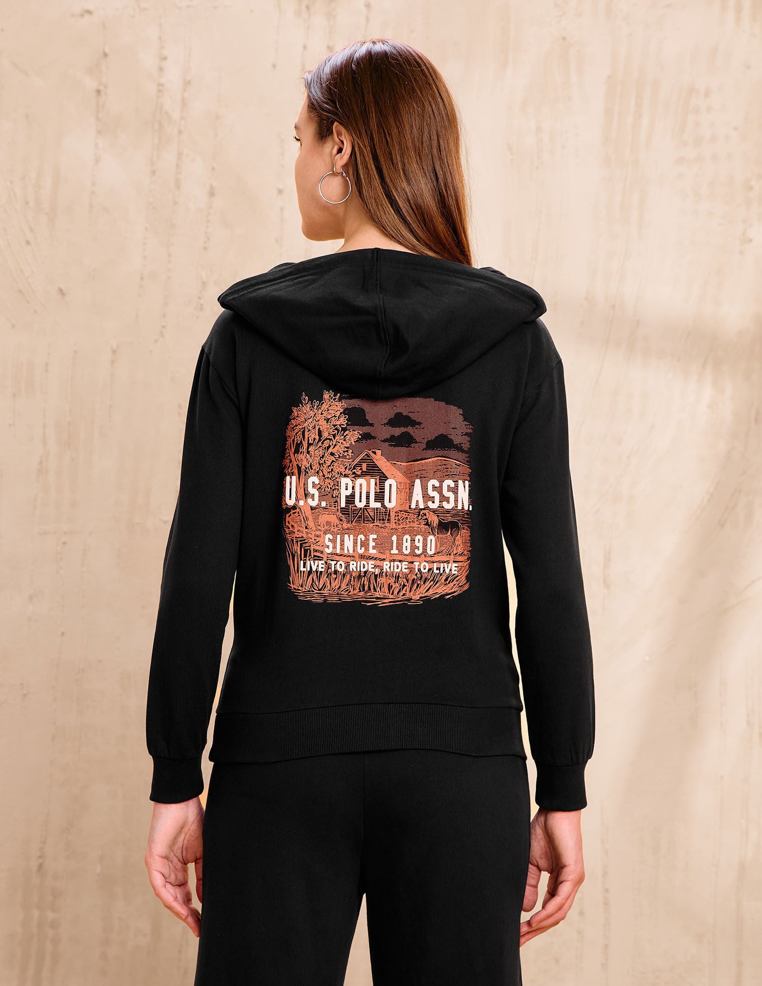 Appliqued Regular Fit Hooded Sweater Black - U.S. POLO ASSN. | Large