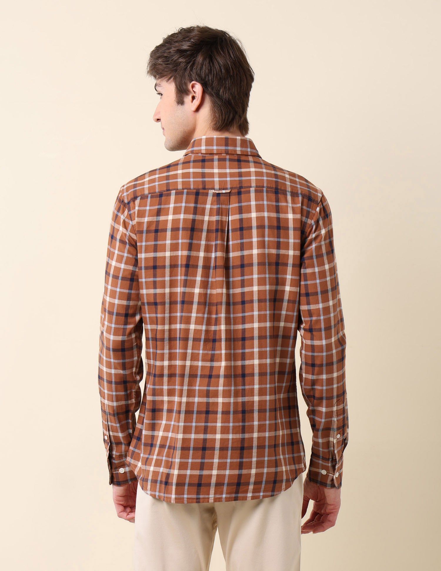 Grid Tattersall Checked Pure Cotton Shirt Rust - U.S. Polo Assn. India | Large