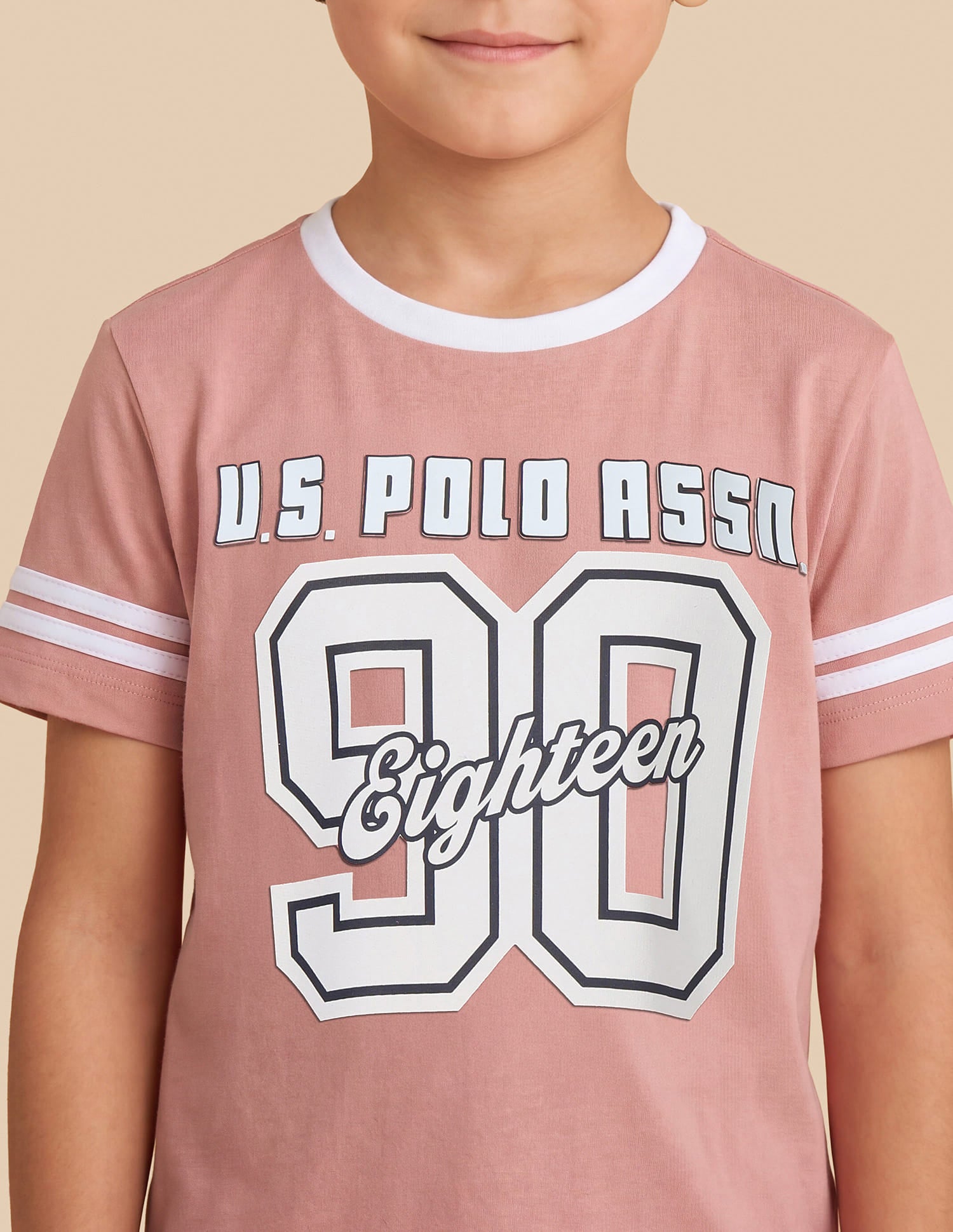 Typography Printed Regular Fit T-Shirt Peach - U.S. Polo Assn. India | Large