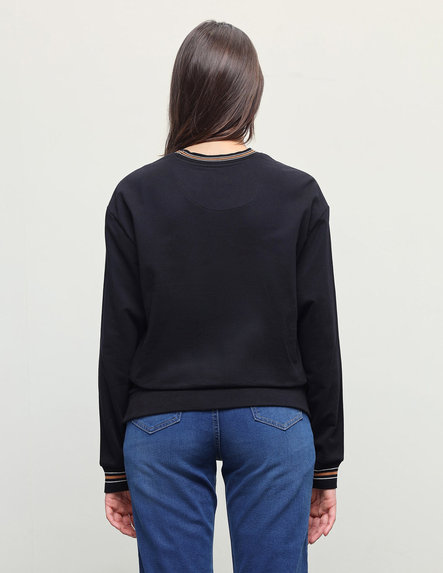 Solid Oversized Fit Sweatshirt Black - U.S. Polo Assn. India | Large