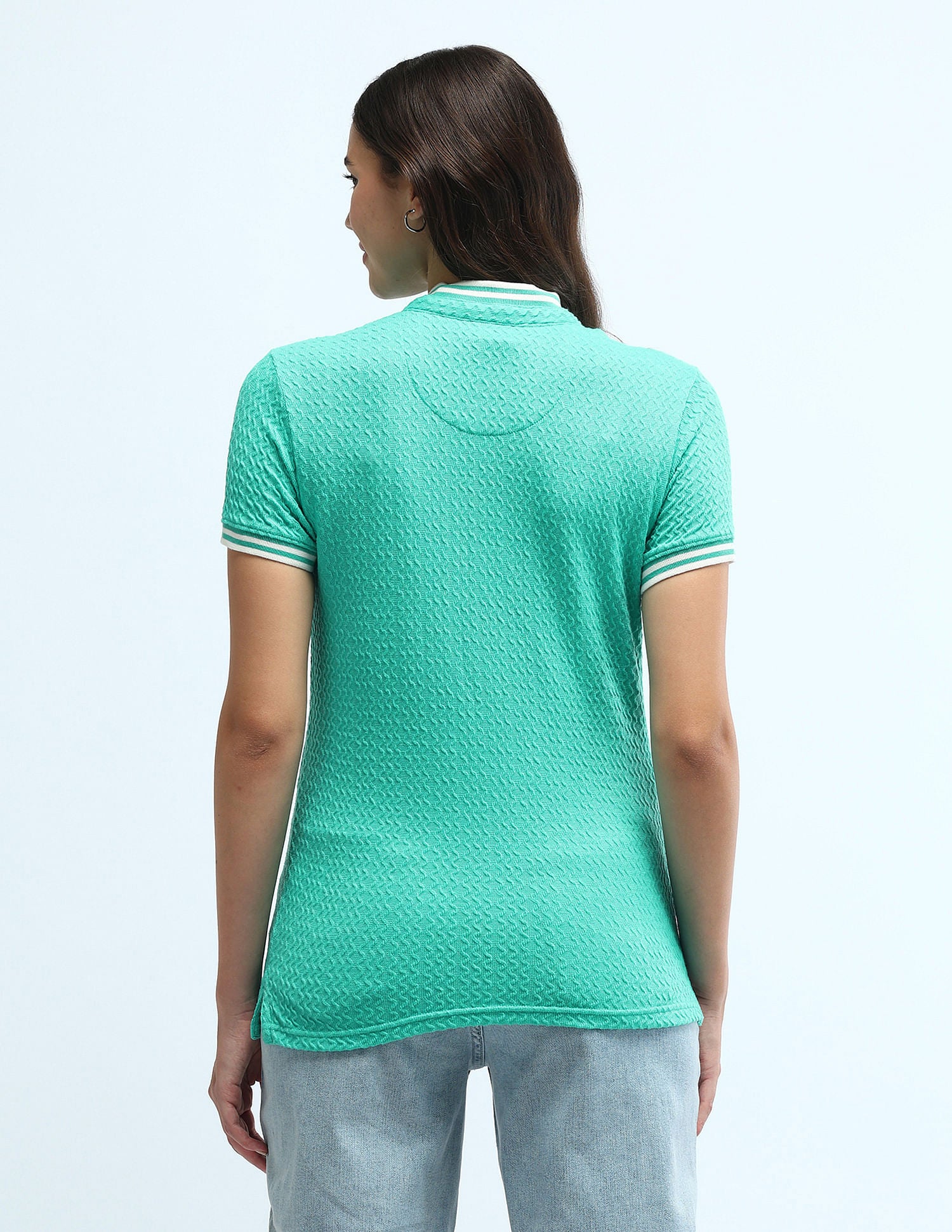Geometric Patterened Knit T-shirt Green - U.S. POLO ASSN. | Large