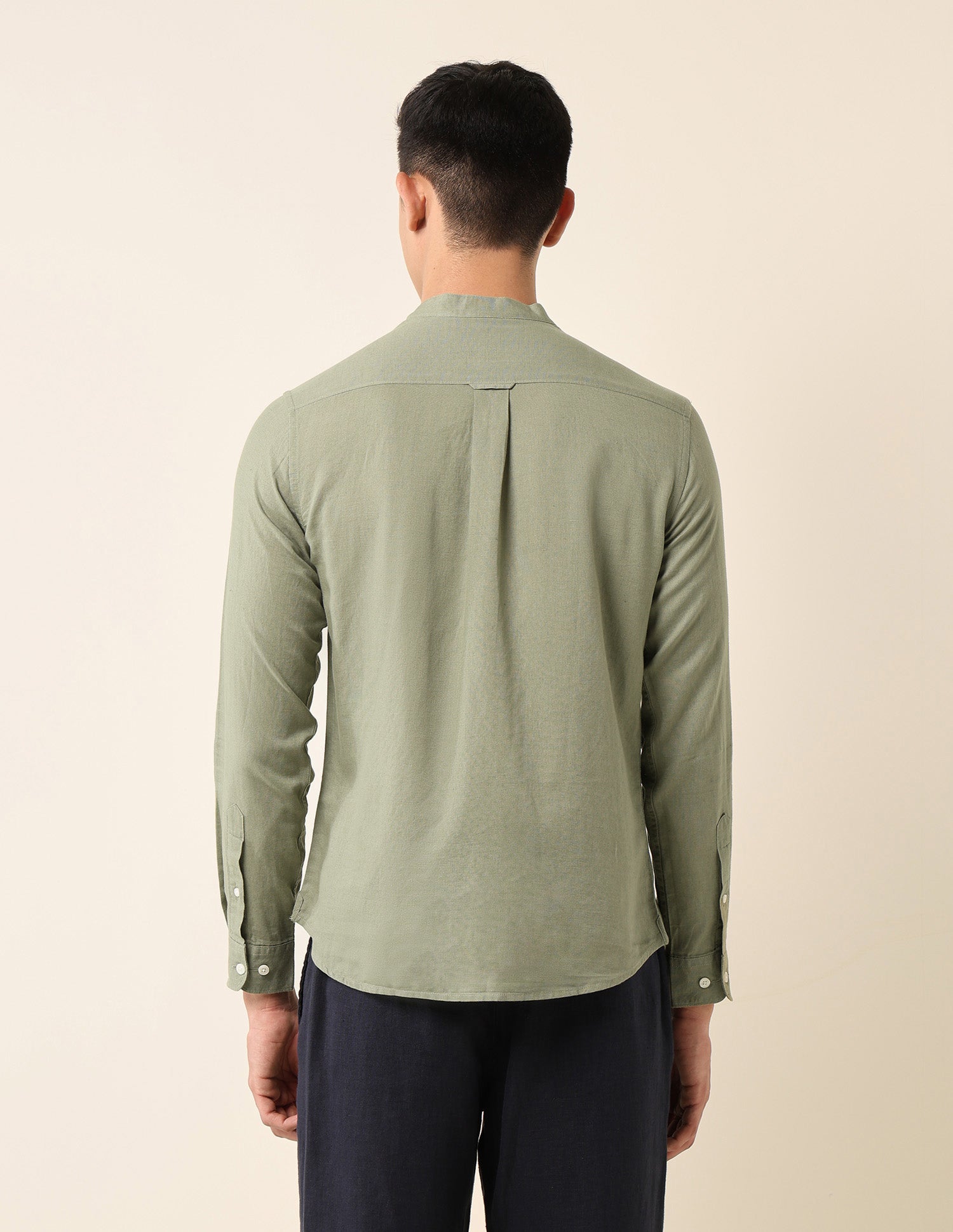 Tailored Fit Mandarin Shirt Light Olive - U.S. Polo Assn. India | Large