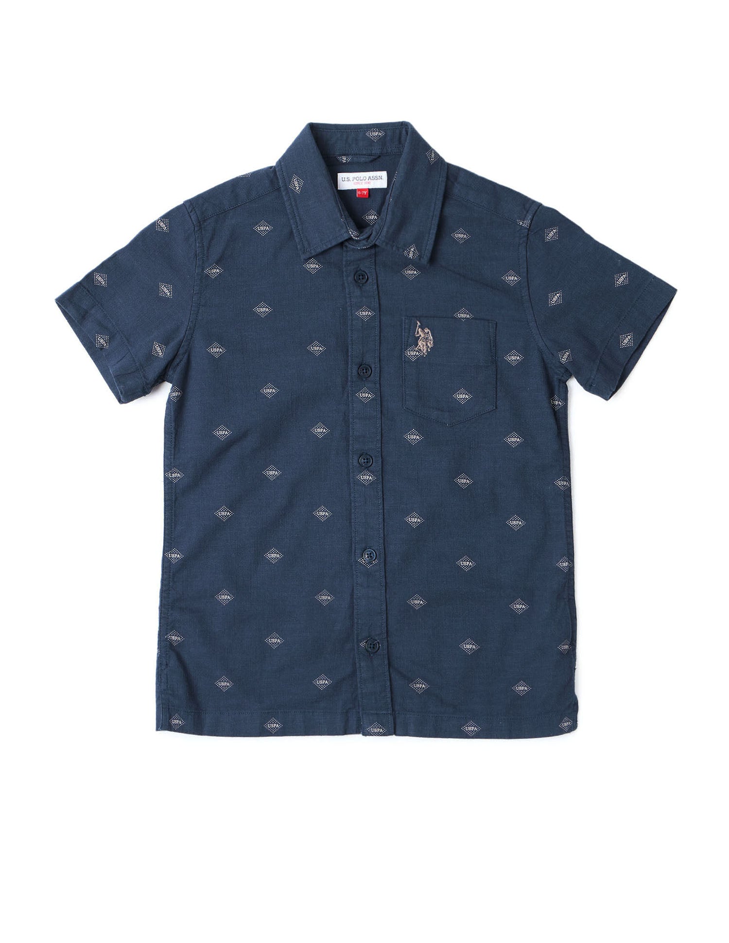Boys Brand Printed Twill Shirt Navy - U.S. POLO ASSN. | Large