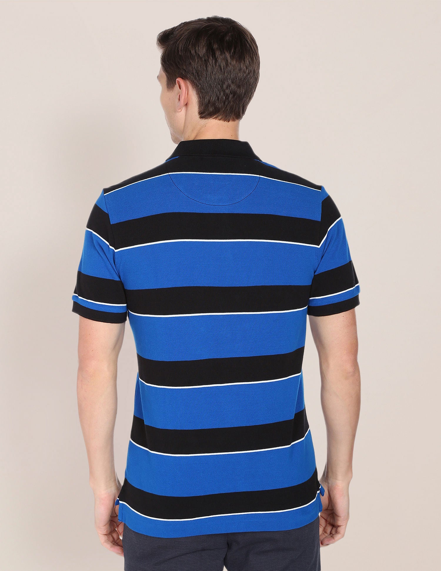 Horizontal Stripe Polo Shirt Dark Blue and Black - U.S. Polo Assn. India | Large