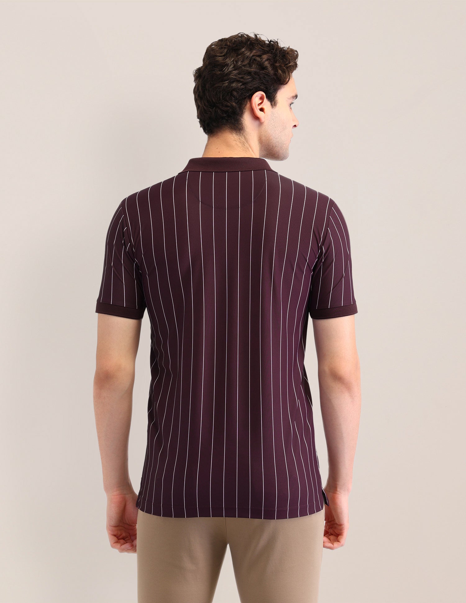 Vertical Striped Slim Fit Polo Shirt Wine - U.S. Polo Assn. India | Large