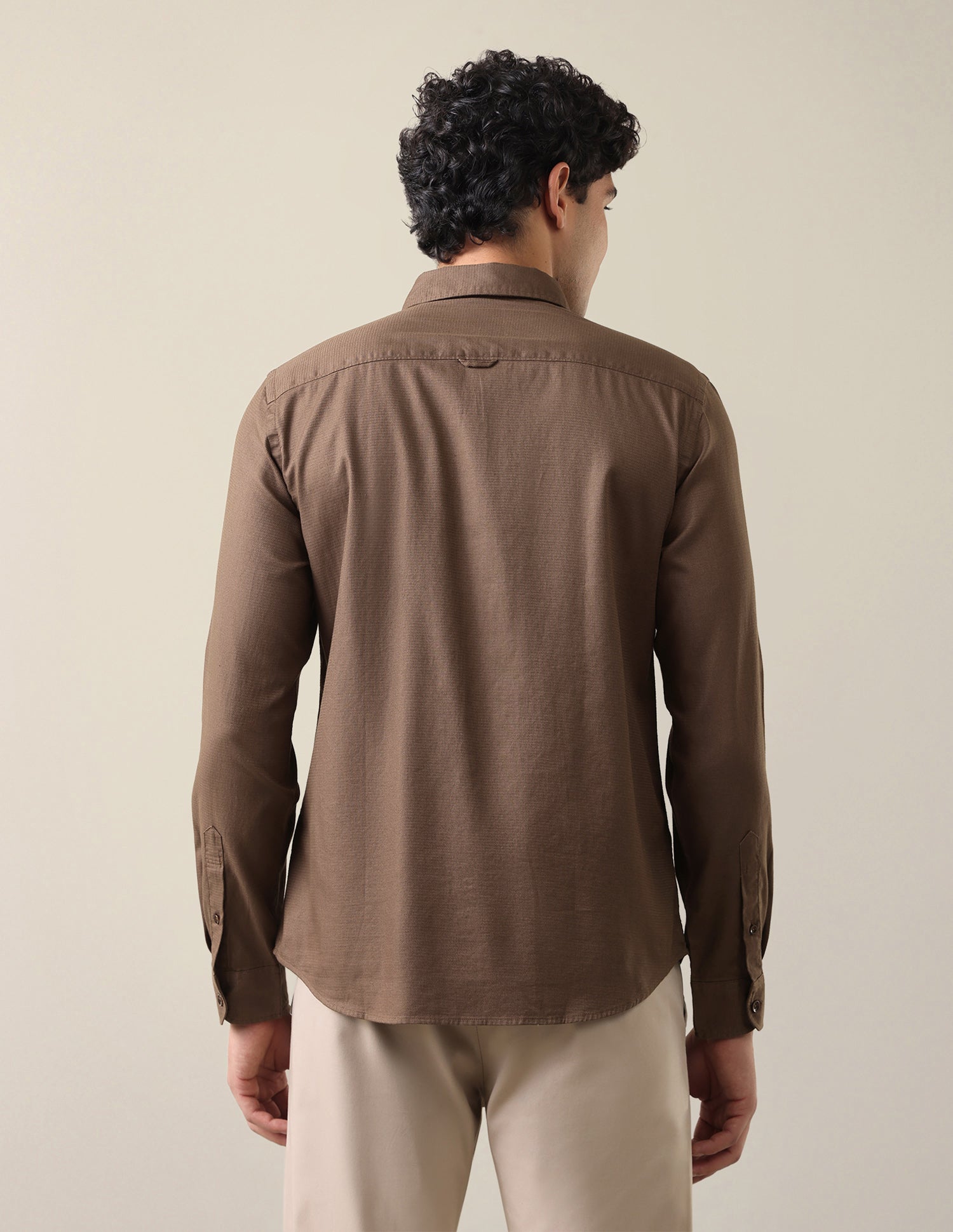 Dobby Textured Shirt Light Brown - U.S. Polo Assn. India | Large