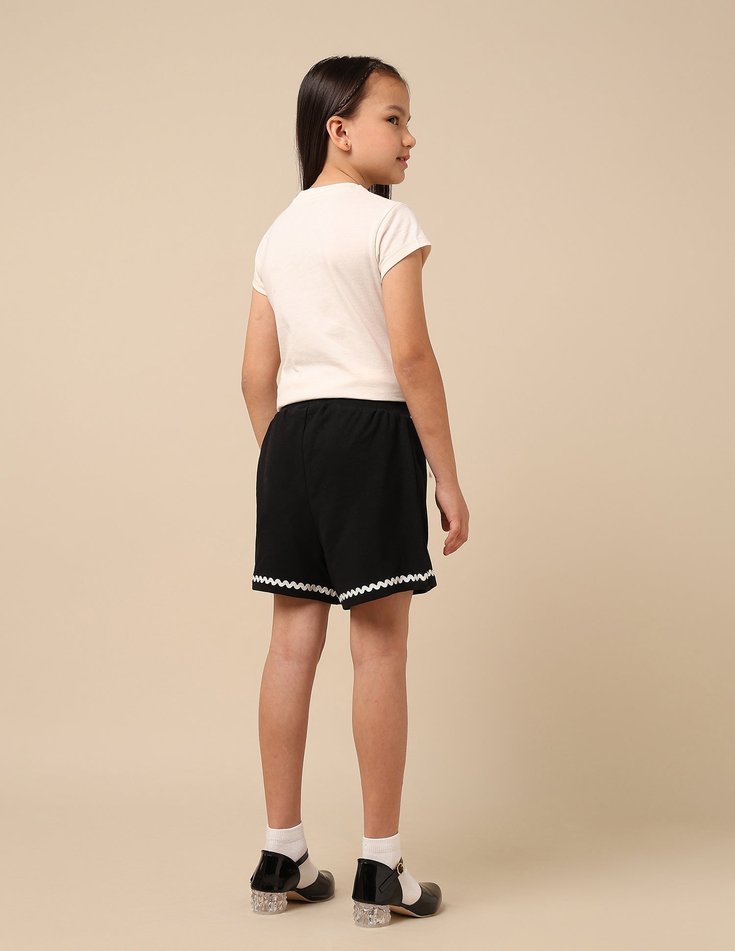 Girls Solid Lace Trim Skort Black - U.S. POLO ASSN. | Large