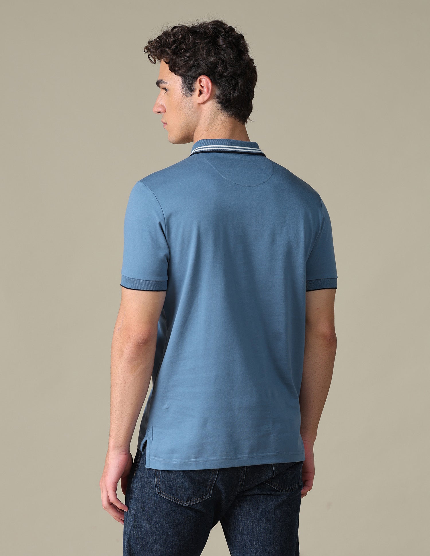 Solid Regular Fit Polo Shirt Blue - U.S. Polo Assn. India | Large