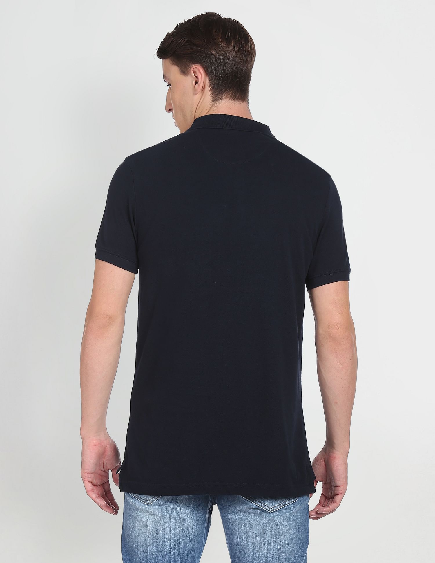 Pique Solid Cotton Polo Shirt Navy - U.S. Polo Assn. India | Large
