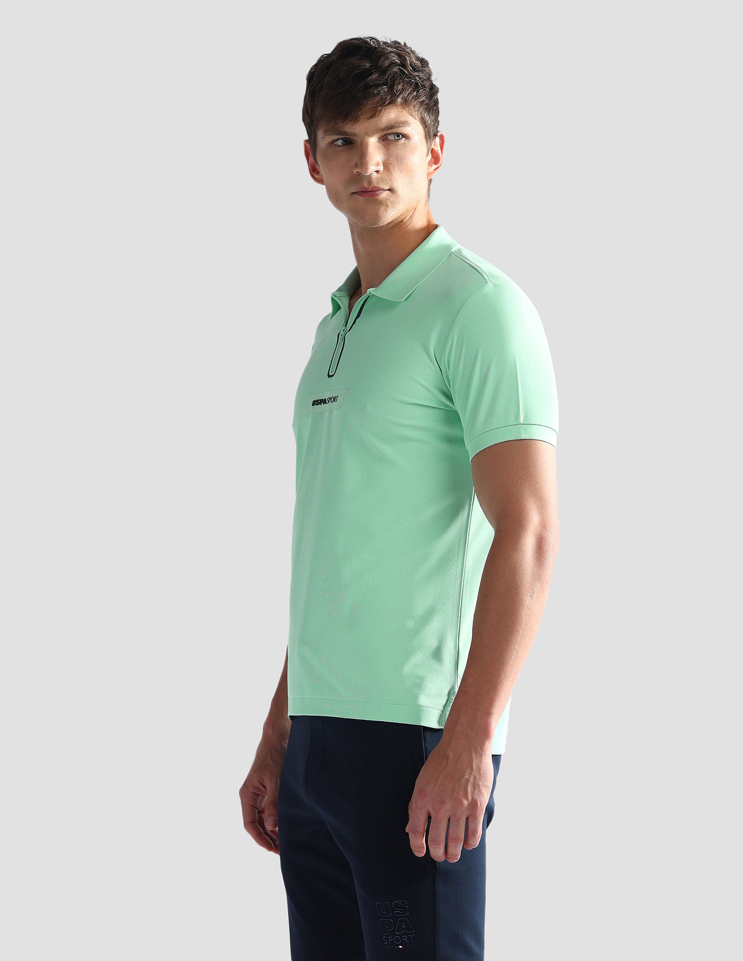 Honeycomb Knit Slim Fit Polo Shirt Mint - U.S. Polo Assn. India | Large